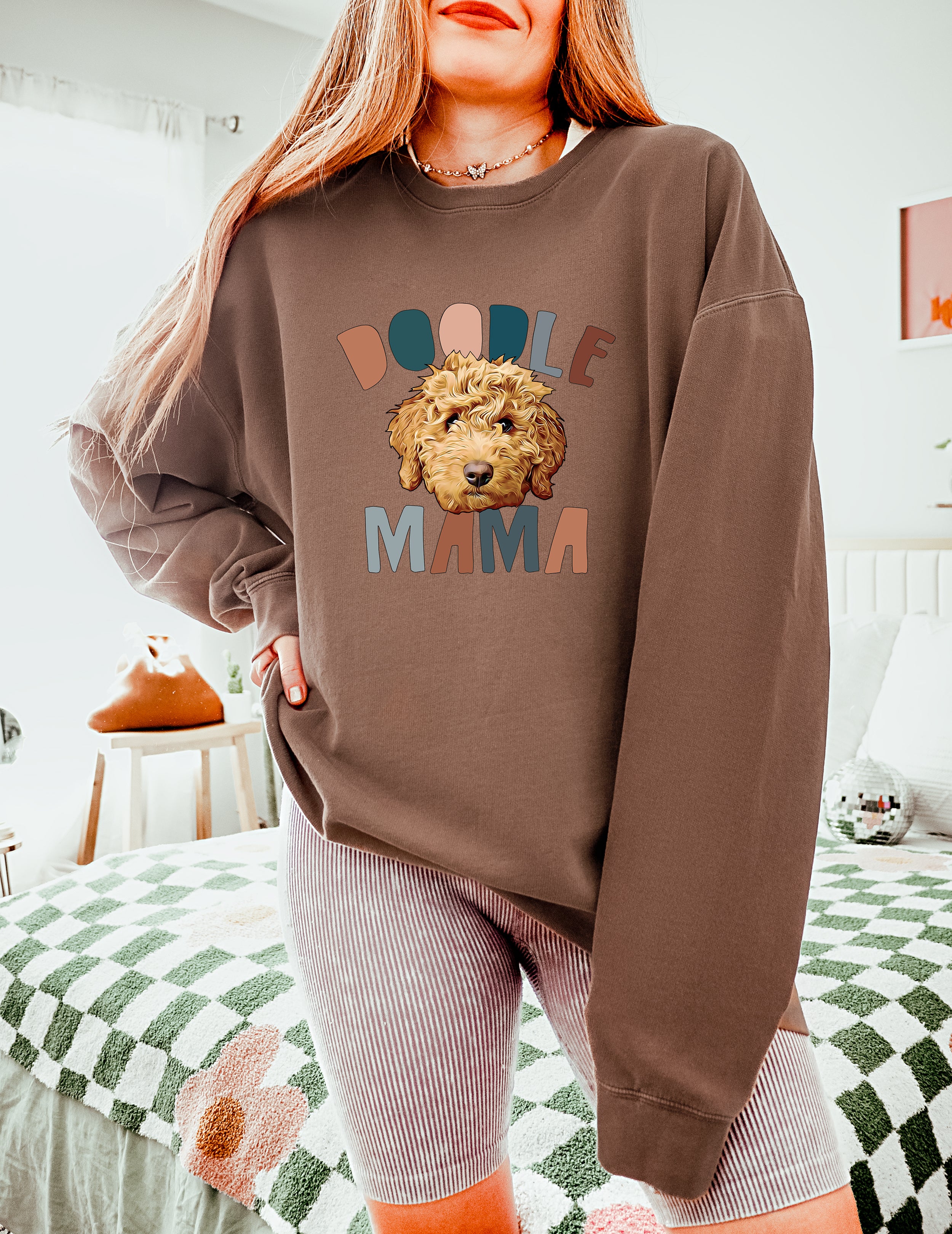 Golden Doodle Dog Mom Fall Garment Dyed Comfort Colors Sweatshirt