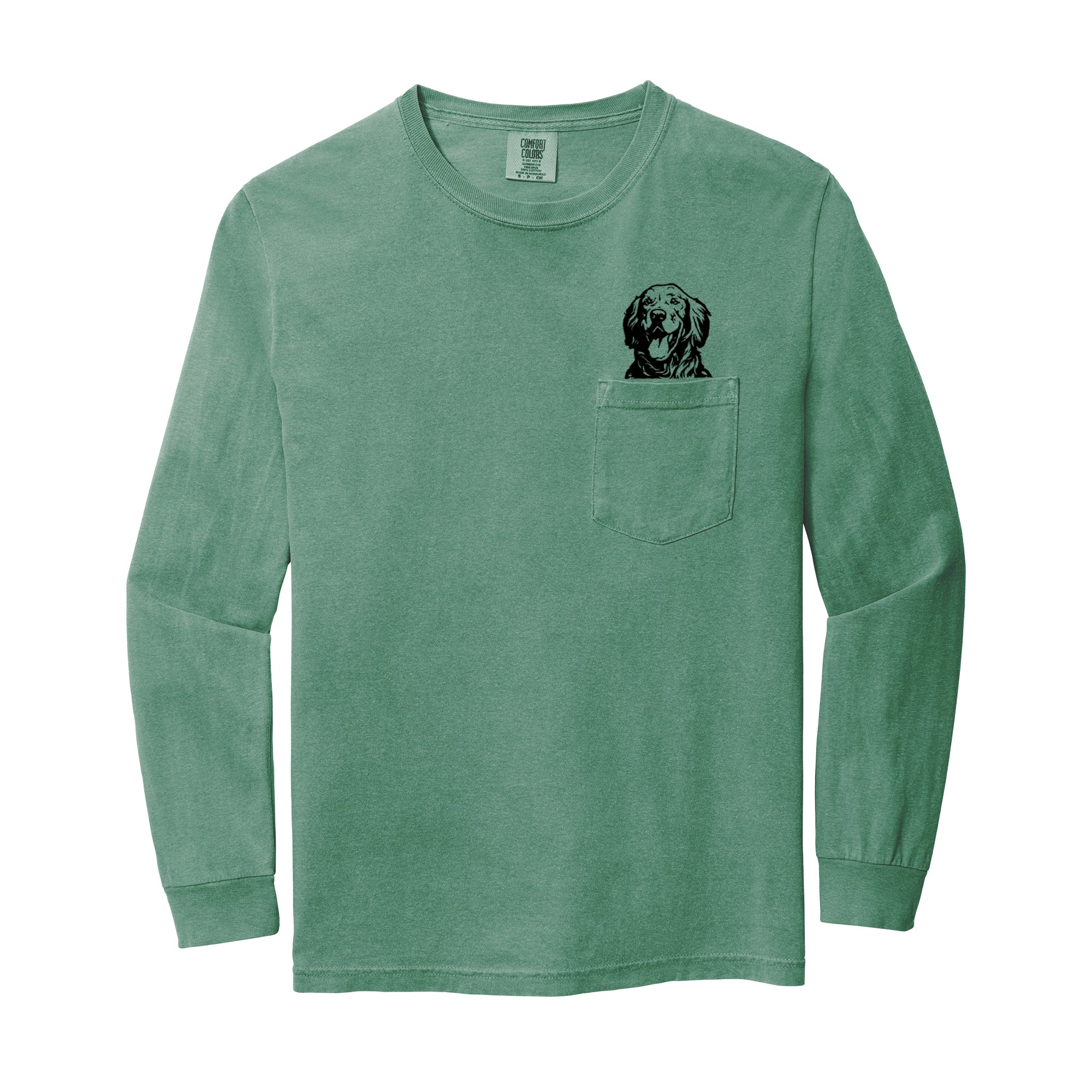 Golden Retriever Dog Mom Pocket Comfort Colors Long Sleeve Shirt