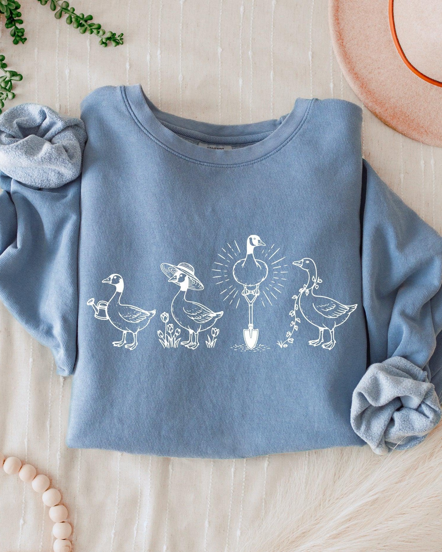 Goose Gardening Plant Lady Graphic Garment Dyed Comfort Colors Sweatshirt
