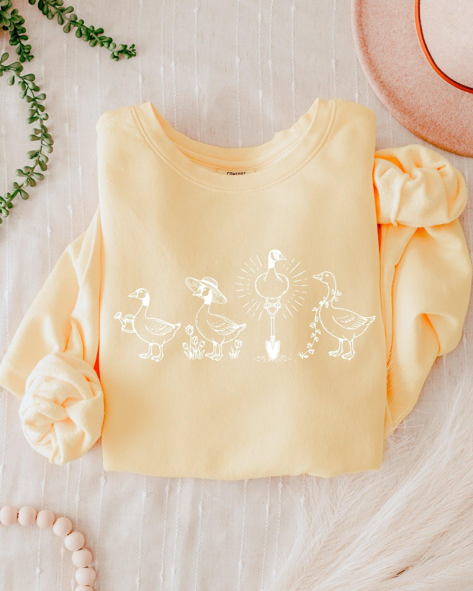 Goose Gardening Plant Lady Graphic Garment Dyed Comfort Colors Sweatshirt