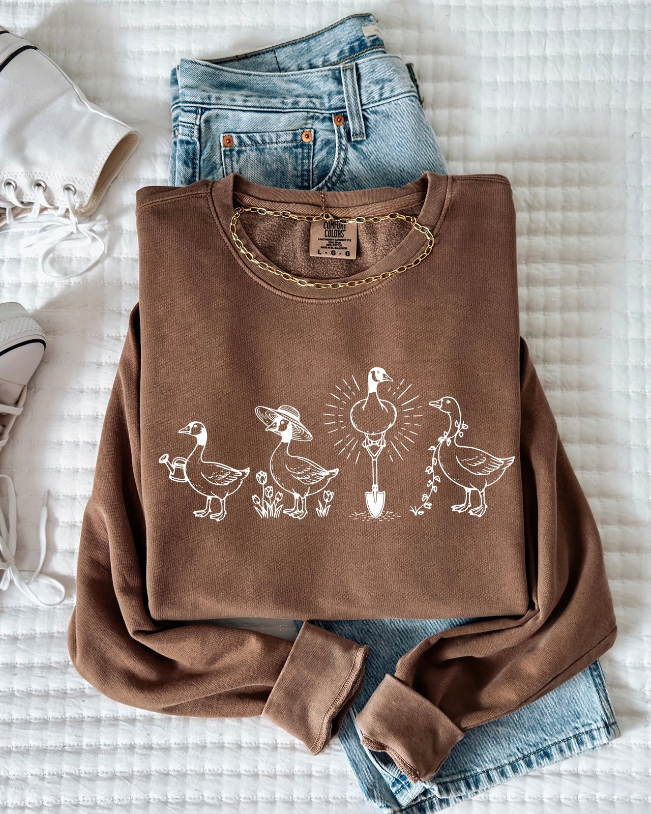 Goose Gardening Plant Lady Graphic Garment Dyed Comfort Colors Sweatshirt