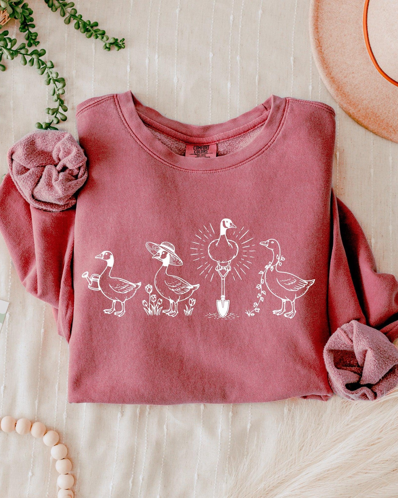 Goose Gardening Plant Lady Graphic Garment Dyed Comfort Colors Sweatshirt