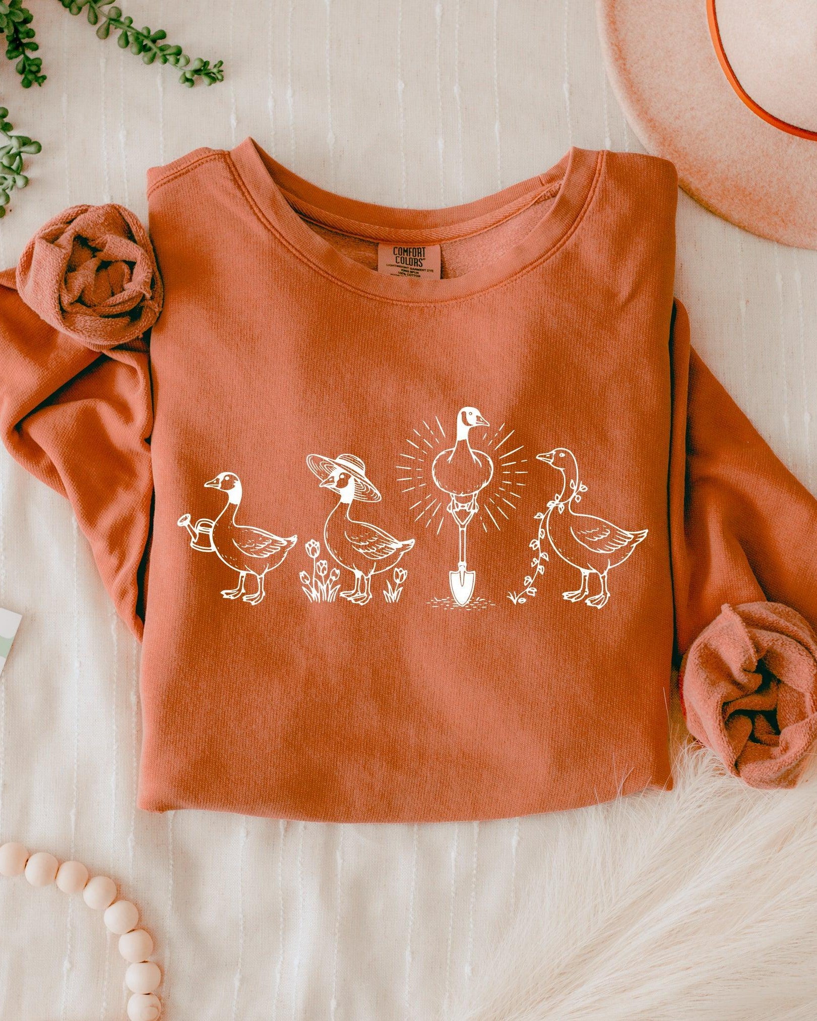 Goose Gardening Plant Lady Graphic Garment Dyed Comfort Colors Sweatshirt