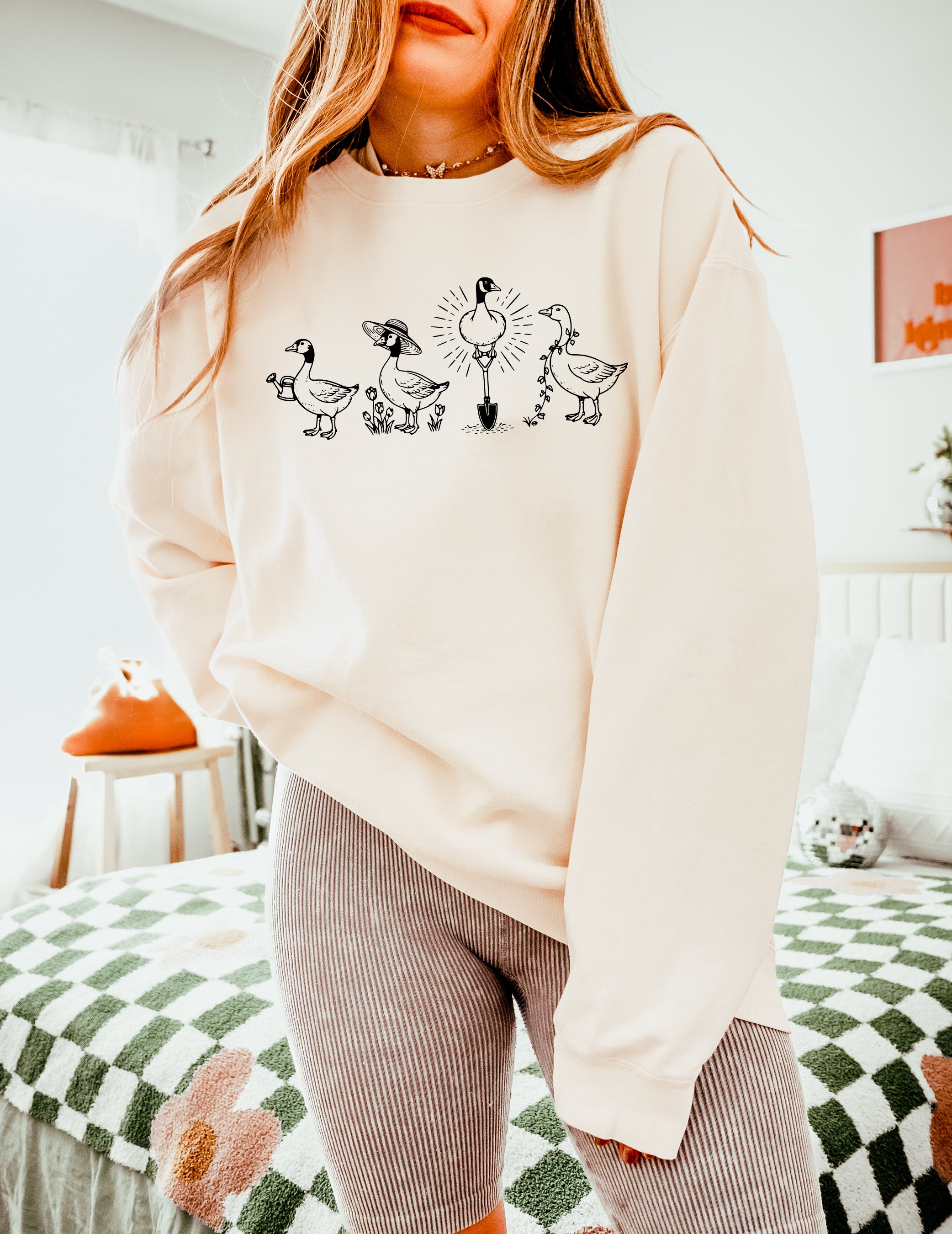 Goose Gardening Plant Lady Graphic Garment Dyed Comfort Colors Sweatshirt