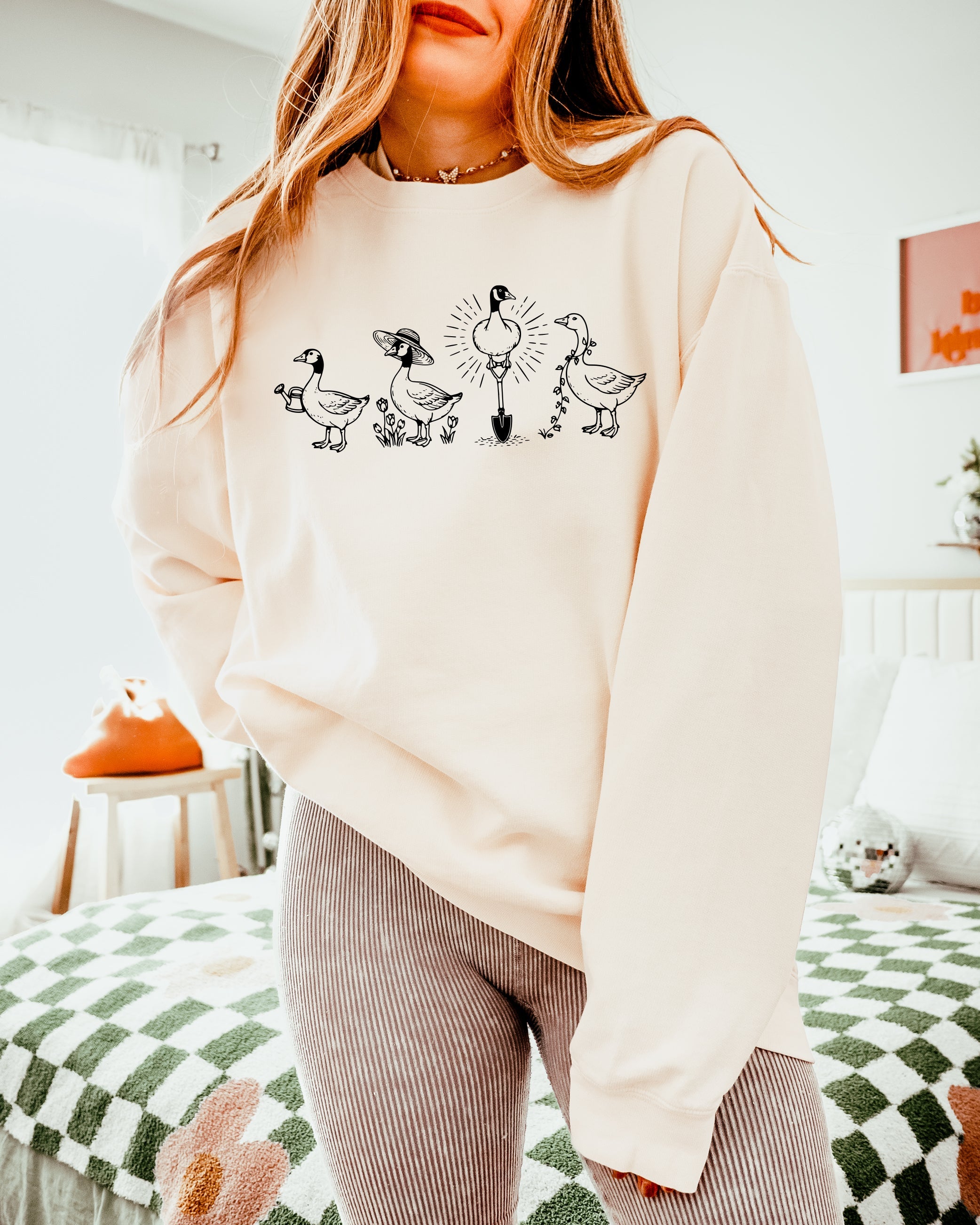 Goose Gardening Plant Lady Graphic Garment Dyed Comfort Colors Sweatshirt