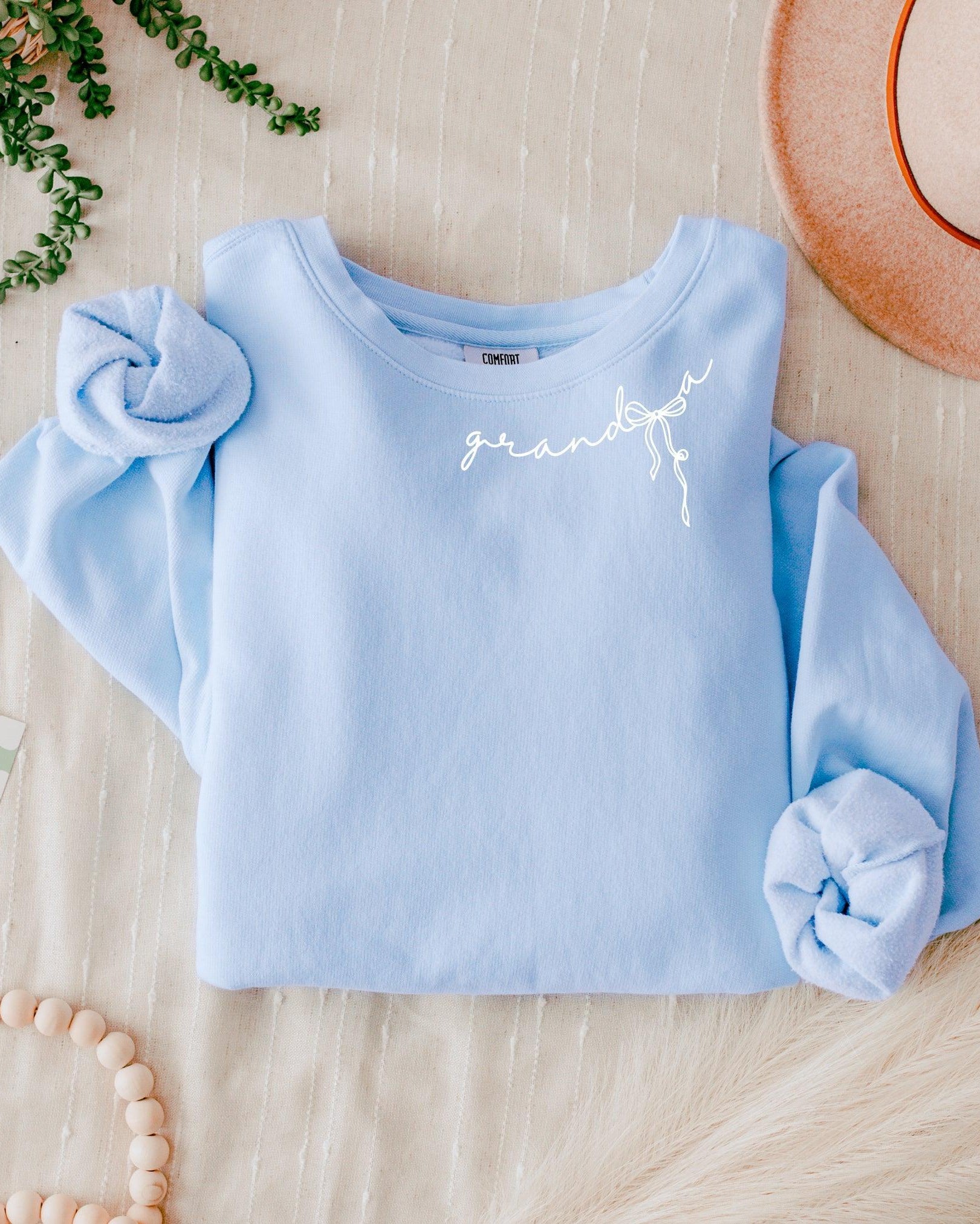 Grandma Ribbon Garment Dyed Comfort Colors Sweatshirt (Around Neck)
