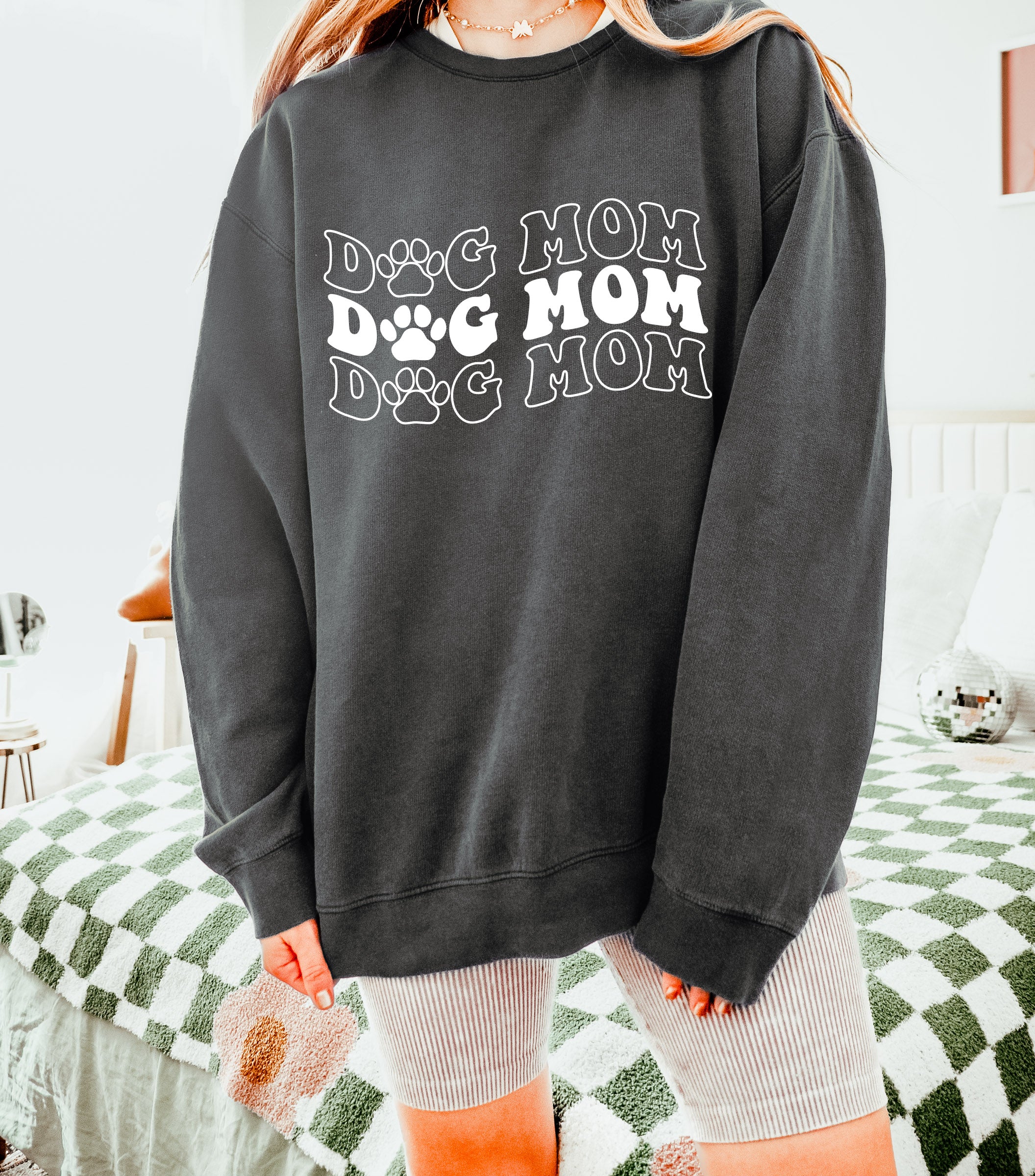 Groovy Dog Mom Garment Dyed Comfort Colors Sweatshirt