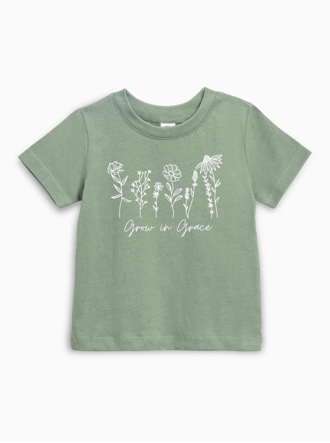Grow In Grace Wildflowers Organic Cotton Baby And Kids Tee Easter Christian