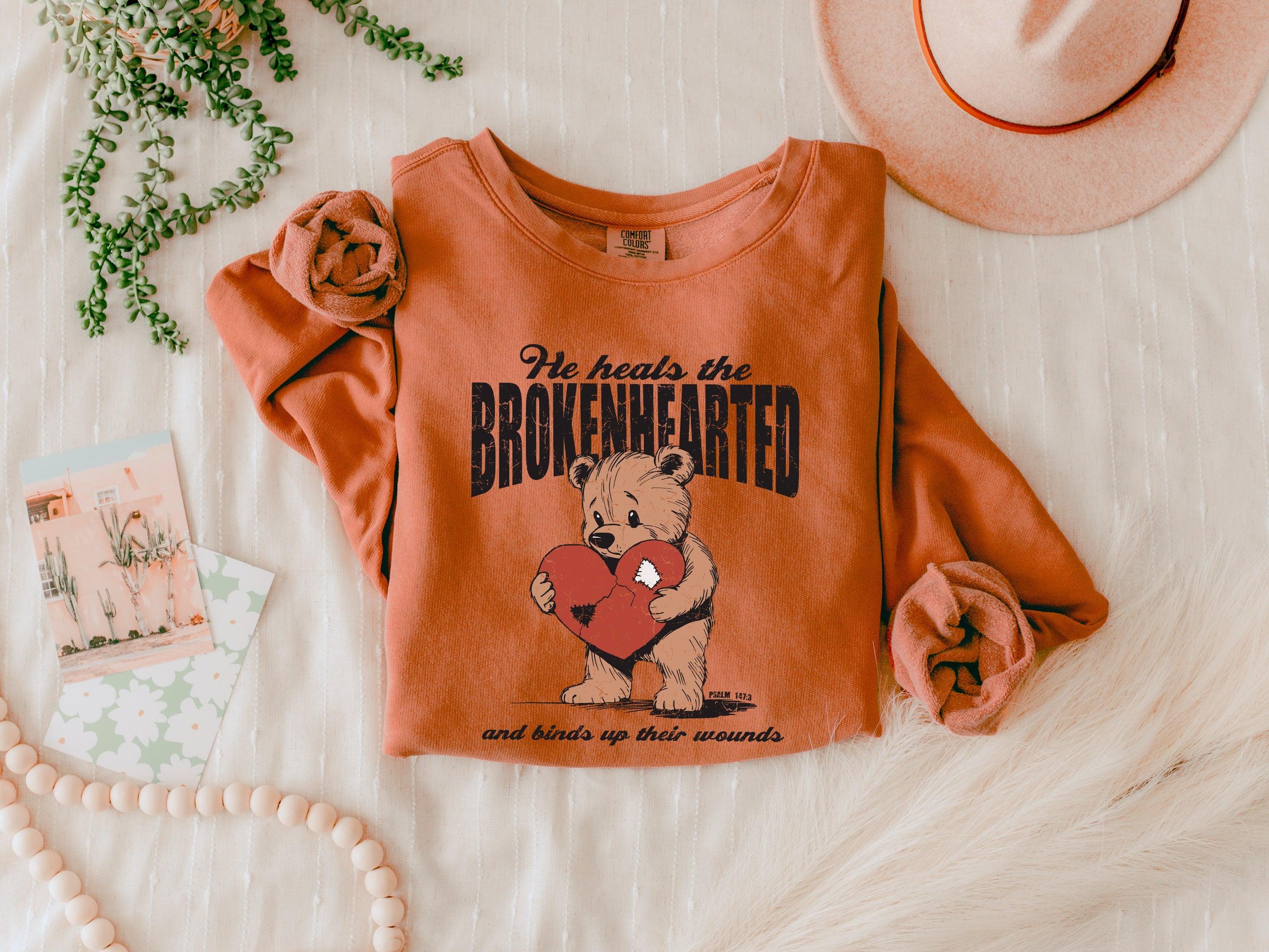 He Heals The Brokenhearted Christian Garment Dyed Comfort Colors Sweatshirt