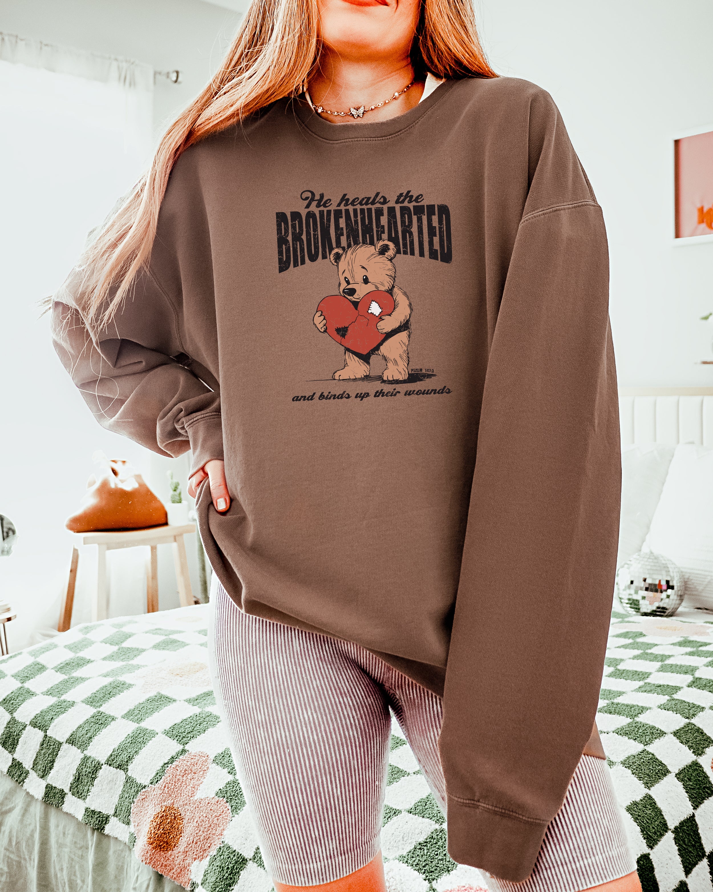 He Heals The Brokenhearted Christian Garment Dyed Comfort Colors Sweatshirt