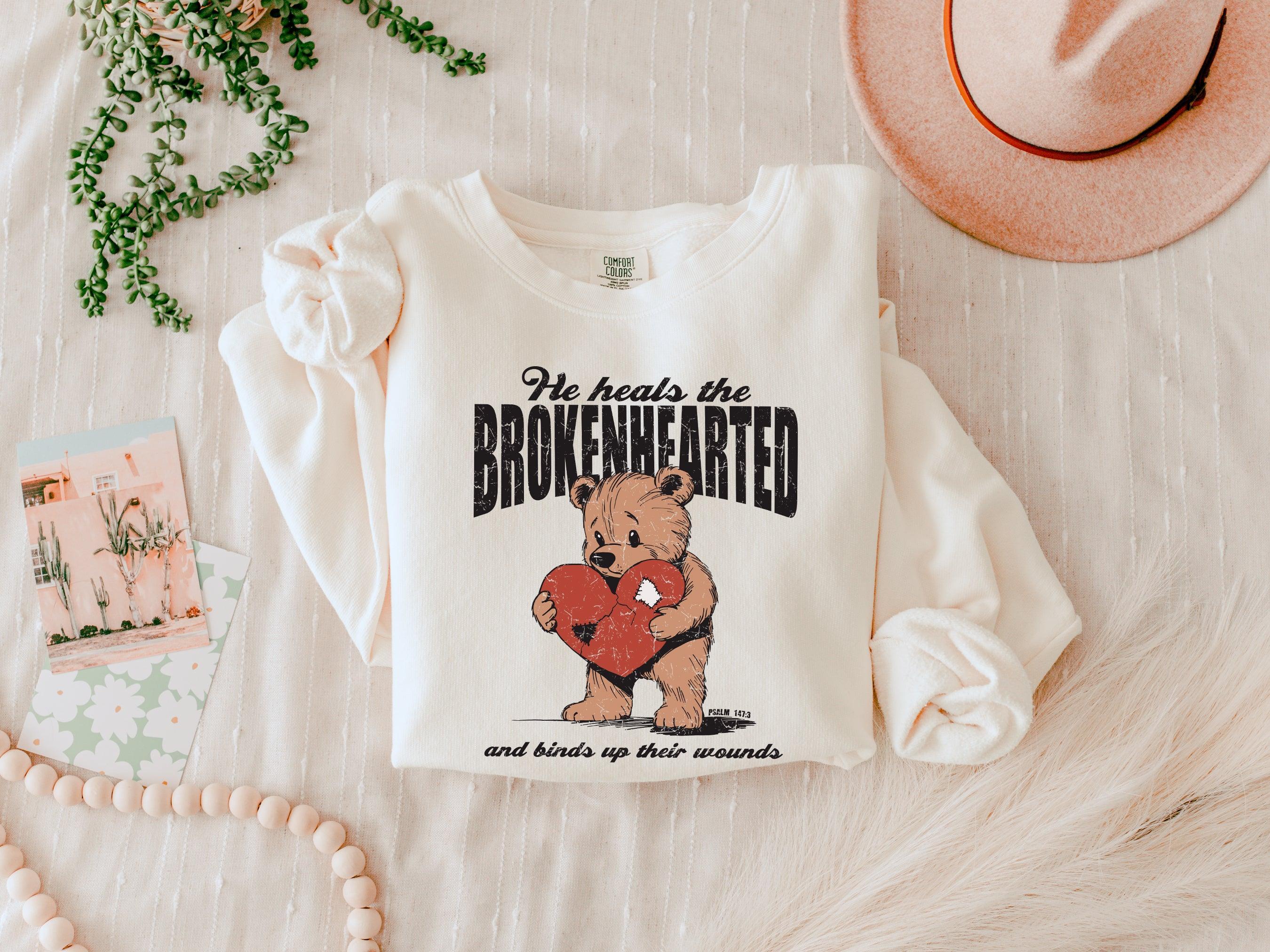 He Heals The Brokenhearted Christian Garment Dyed Comfort Colors Sweatshirt