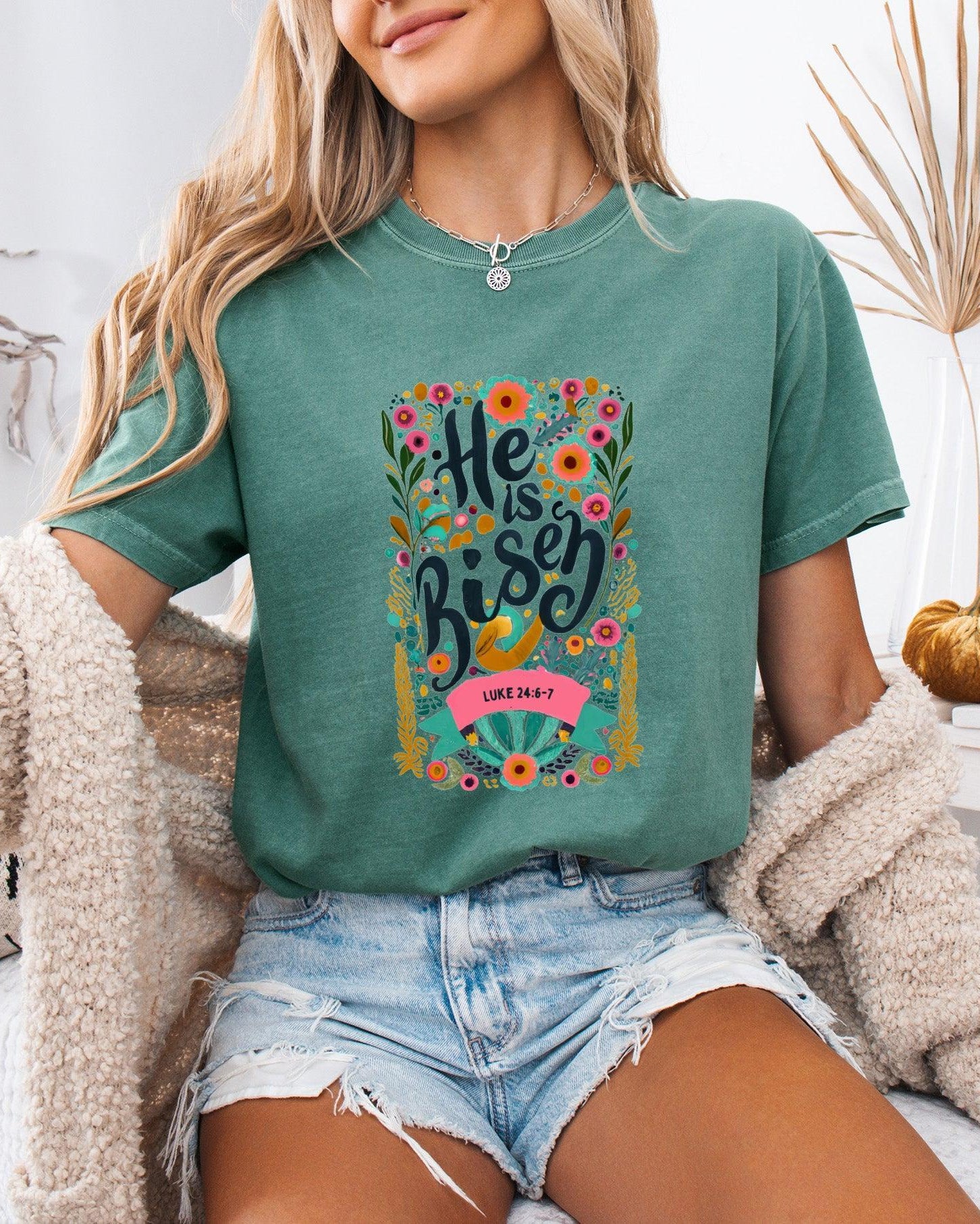 He is Risen Comfort Colors Garment Dyed Christian T Shirt (color)