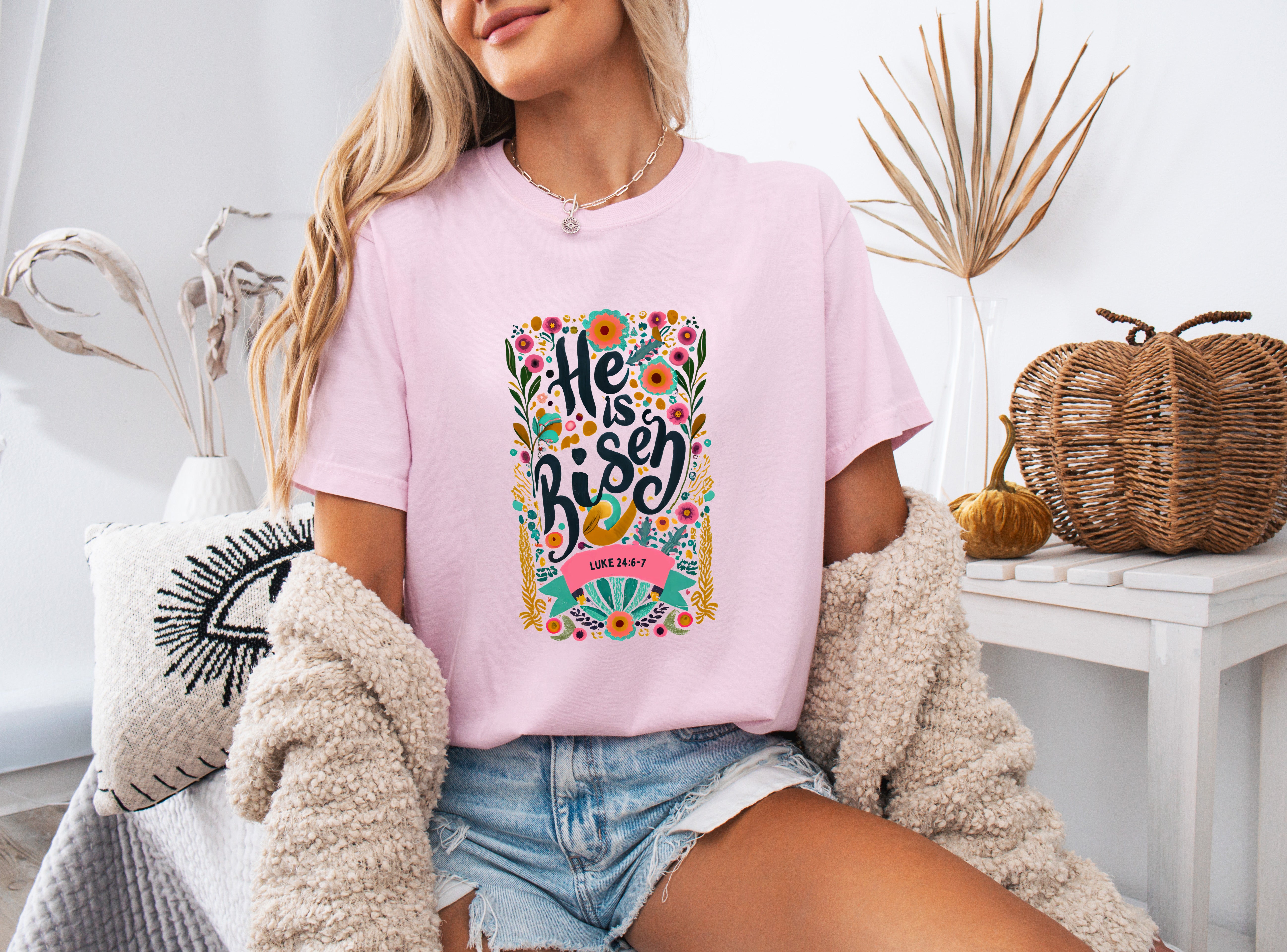 He is Risen Comfort Colors Garment Dyed Christian T Shirt (color)