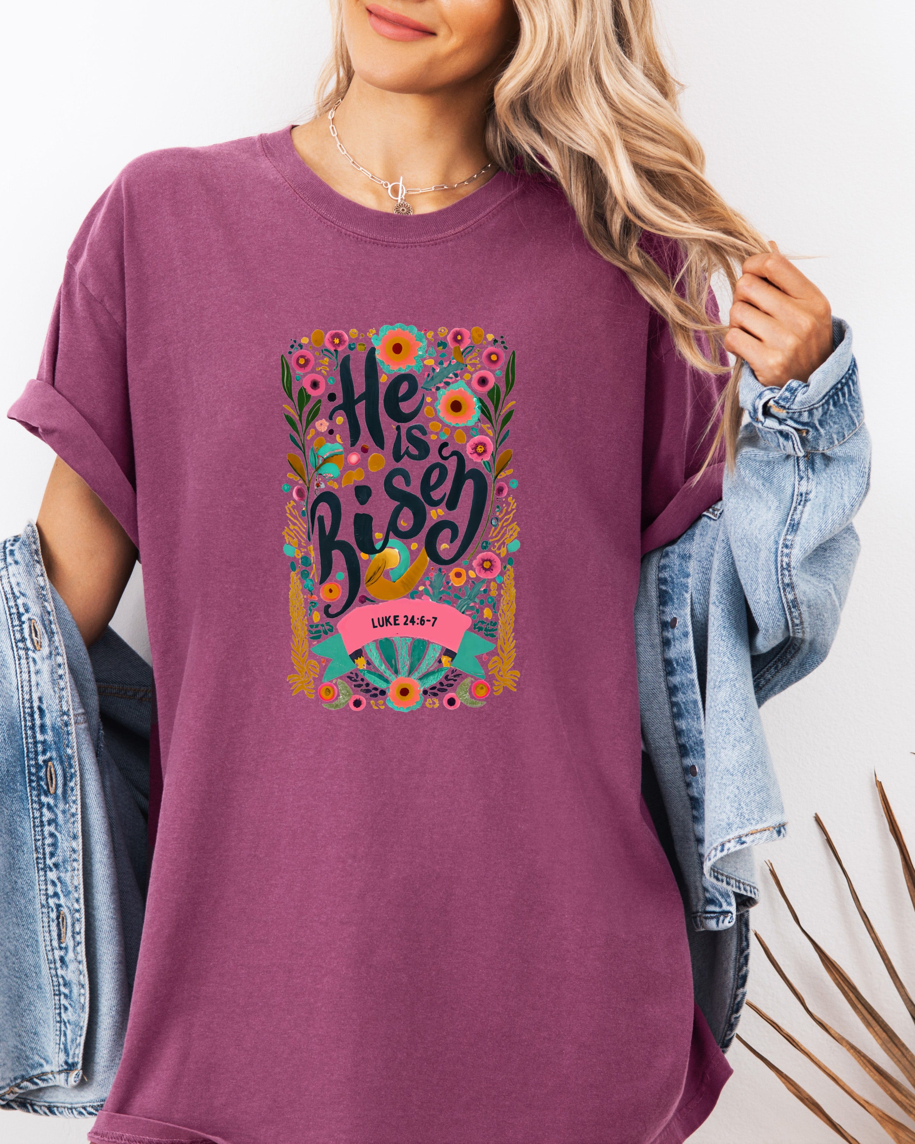 He is Risen Comfort Colors Garment Dyed Christian T Shirt (color)