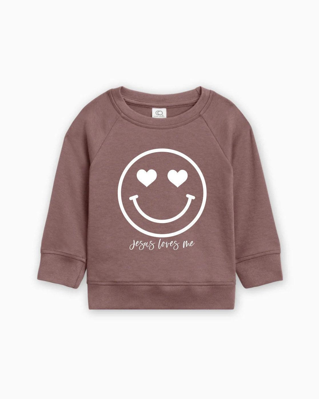 Heart Smiley Face Jesus Loves Me Easter Baby And Toddler Organic Cotton Pullover