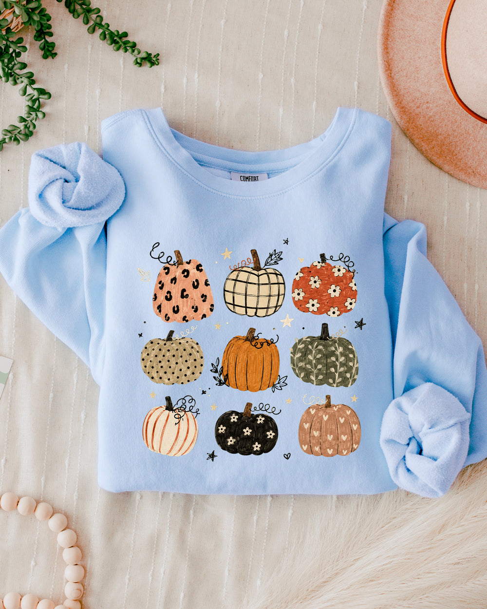 Pumpkins Fall Autumn Season Thanksgiving day 100% cotton Garment Dyed Comfort Colors Sweatshirt
