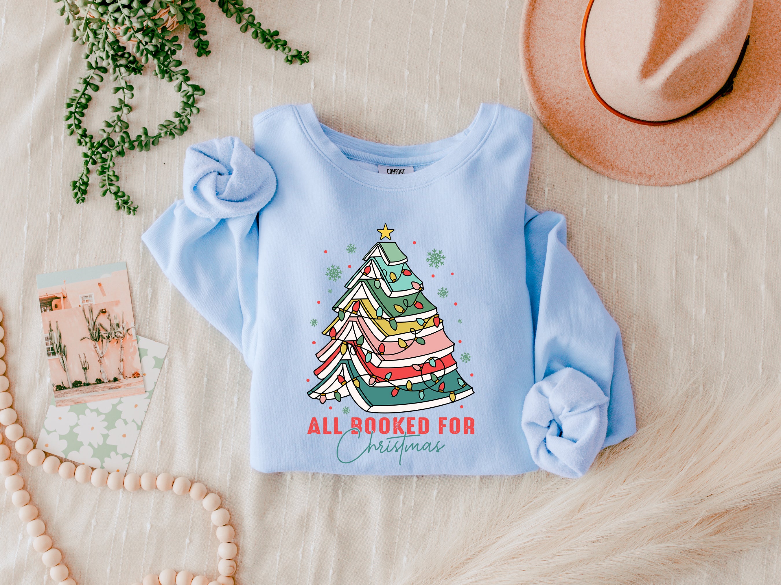 All booked for Christmas Merry Christmas Holiday Winter Fall Inspirational Garment Dyed Comfort Colors Sweatshirt