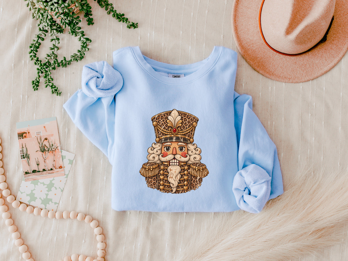 Merry Christmas Leopard Nutcracker Season Comfort Colors Sweatshirt