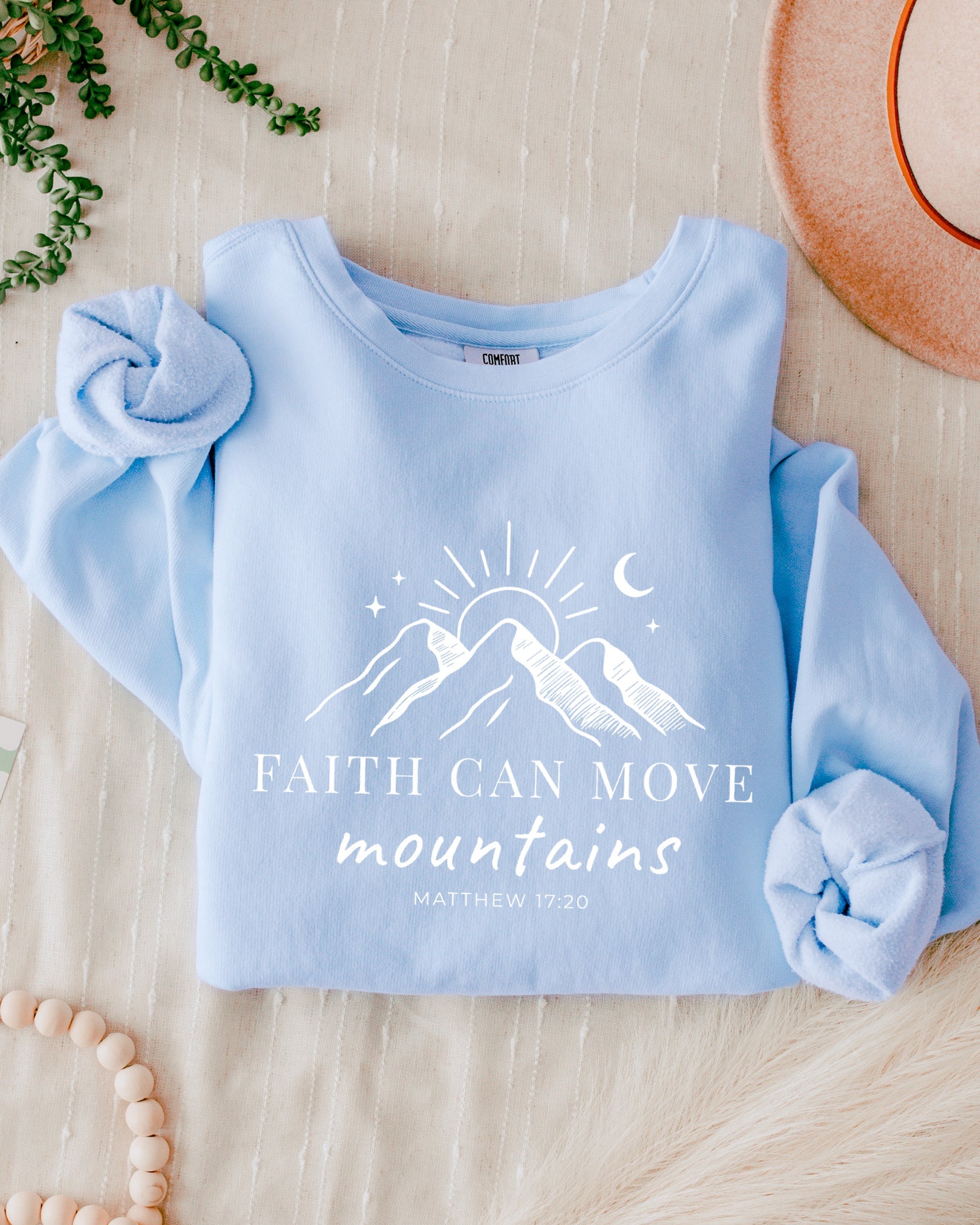 Faith Can Move Mountains Christian Garment Dyed Comfort Colors Sweatshirt (3)