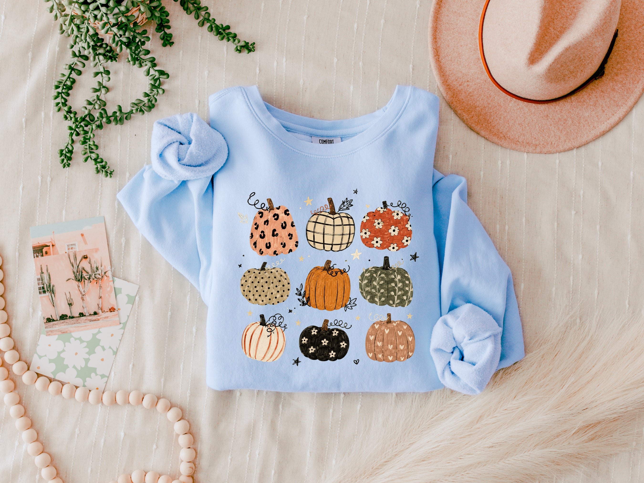 Pumpkins Fall Autumn Season Thanksgiving day 100% cotton Garment Dyed Comfort Colors Sweatshirt