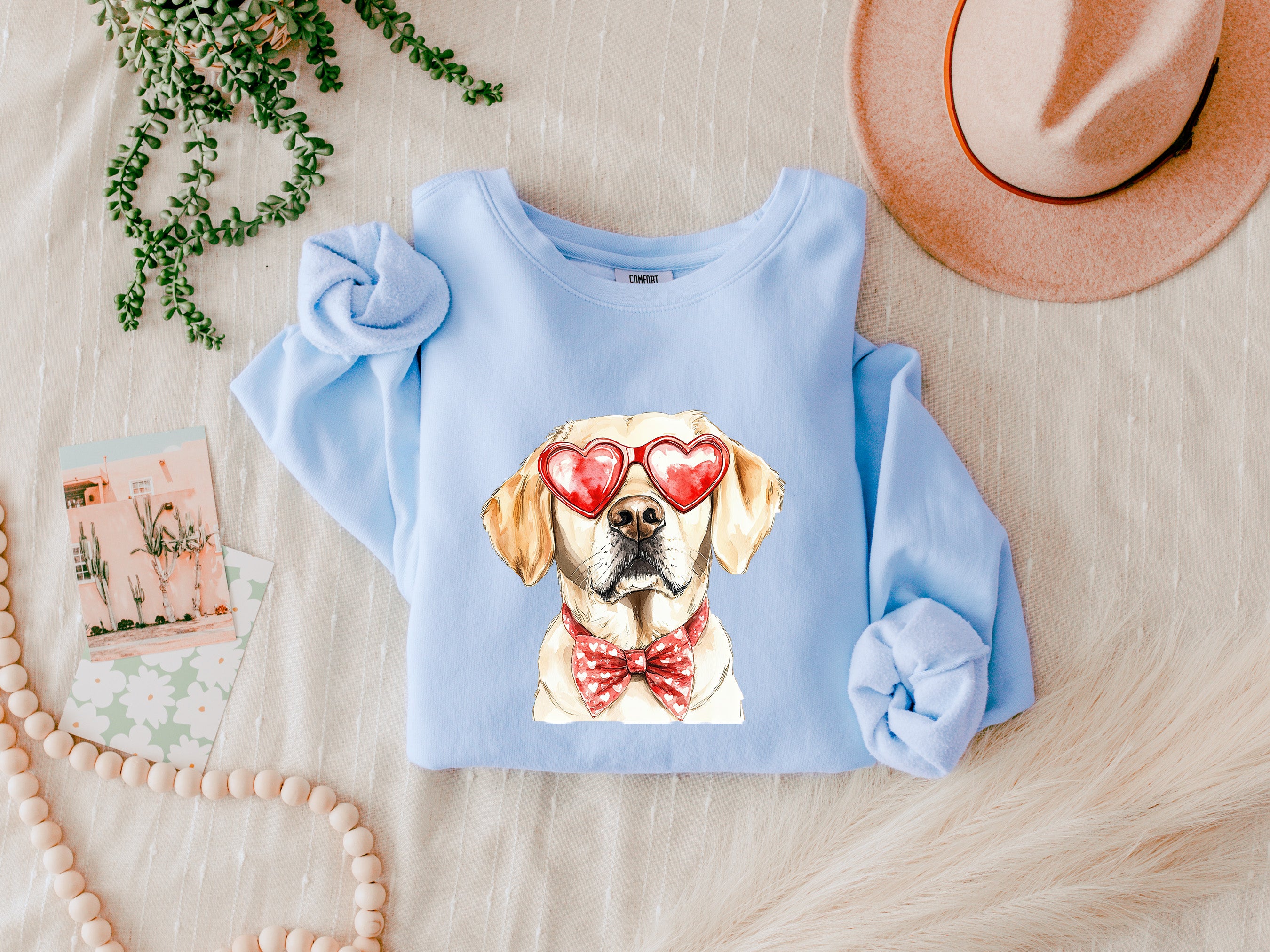 Yellow Labrador Retriever Valentine's day Dog Mom Garment Dyed Comfort Colors Sweatshirt