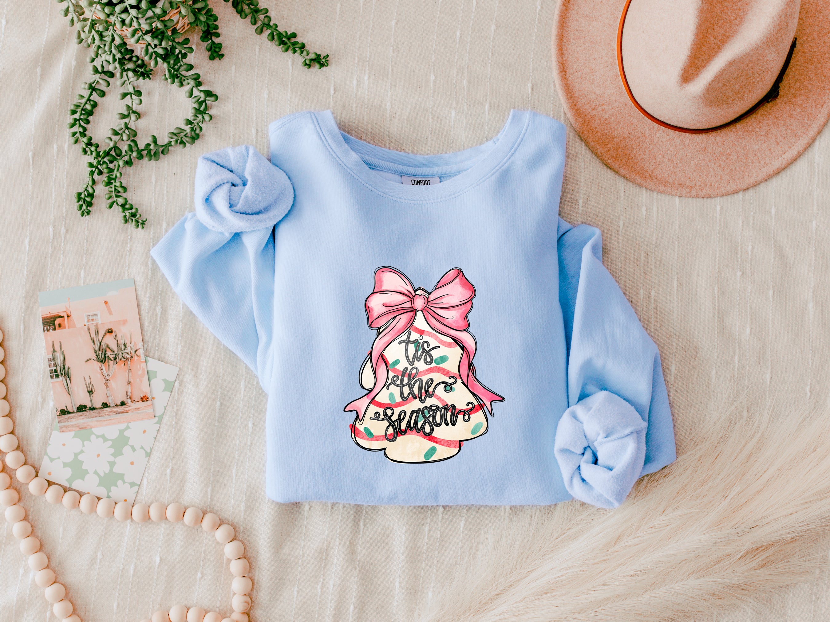 Merry Christmas Tis the Season Holiday Winter Fall Inspirational Garment Dyed Comfort Colors Sweatshirt