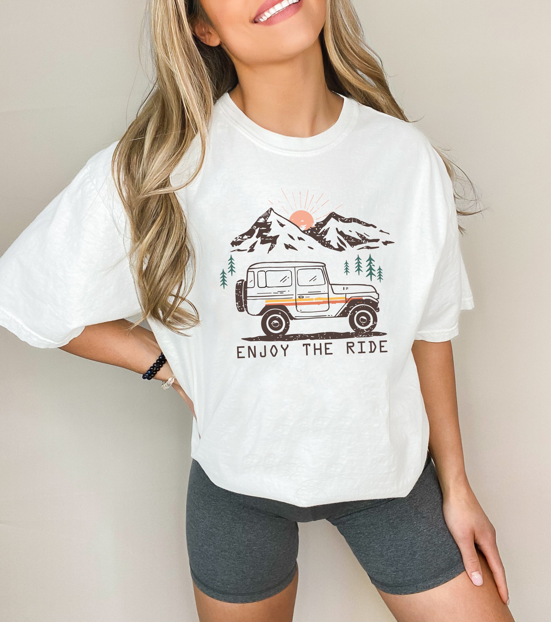 Enjoy the Ride Camping Hiking Mountain Nature Comfort Colors T Shirt
