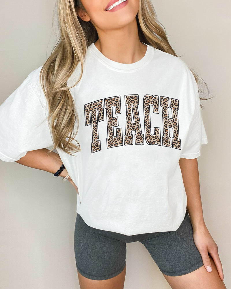 Teach Teacher LEOPARD Comfort Colors Garment-Dyed T-Shirt