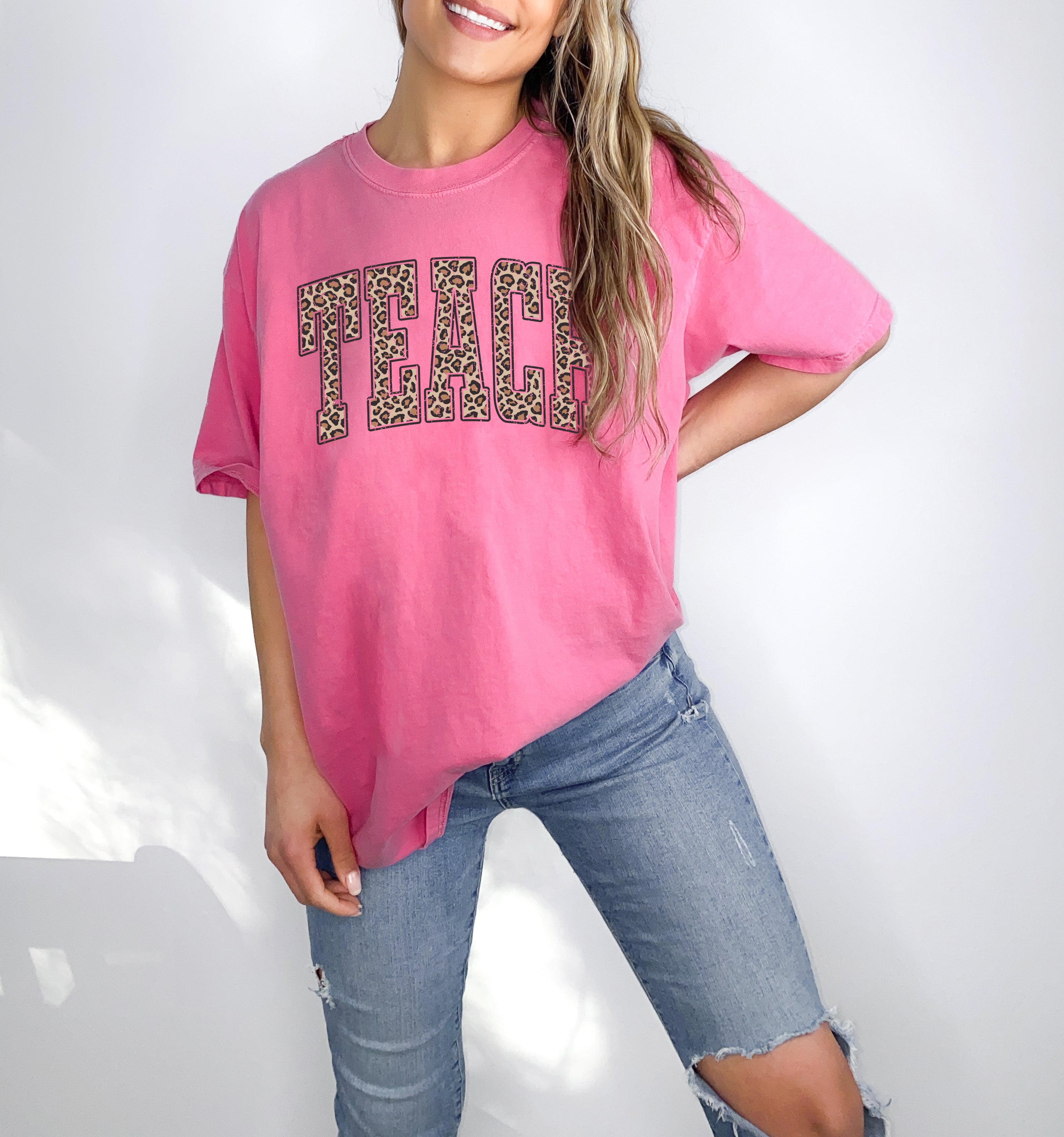Teach Teacher LEOPARD Comfort Colors Garment-Dyed T-Shirt