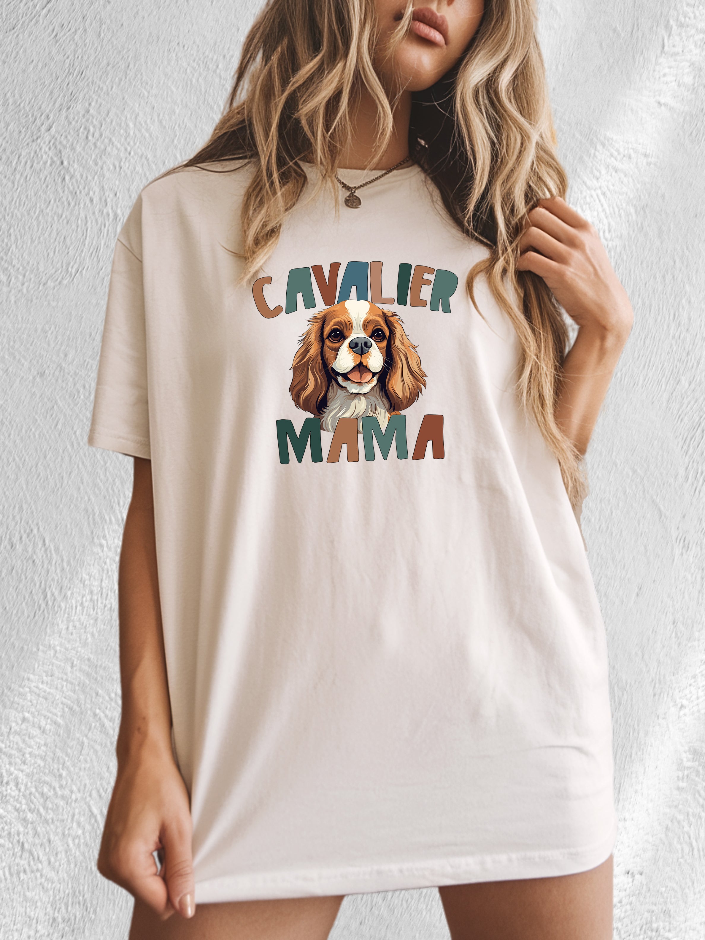 Cavalier King Charles Spaniel Dog Mom Comfort Fall Colors Garment Dyed T Shirt (Color)