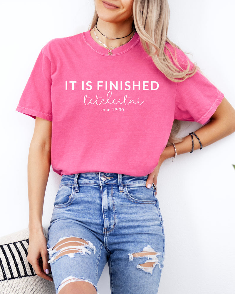 It is Finished Christian Easter Garment Dyed T Shirt