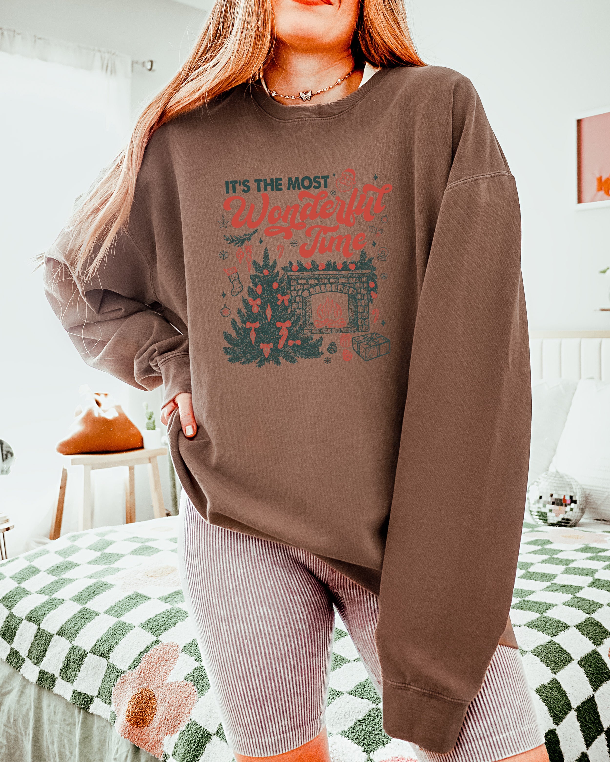 It's The Most Wonderful Time Christmas Holiday Winter Garment Dyed Comfort Colors Sweatshirt