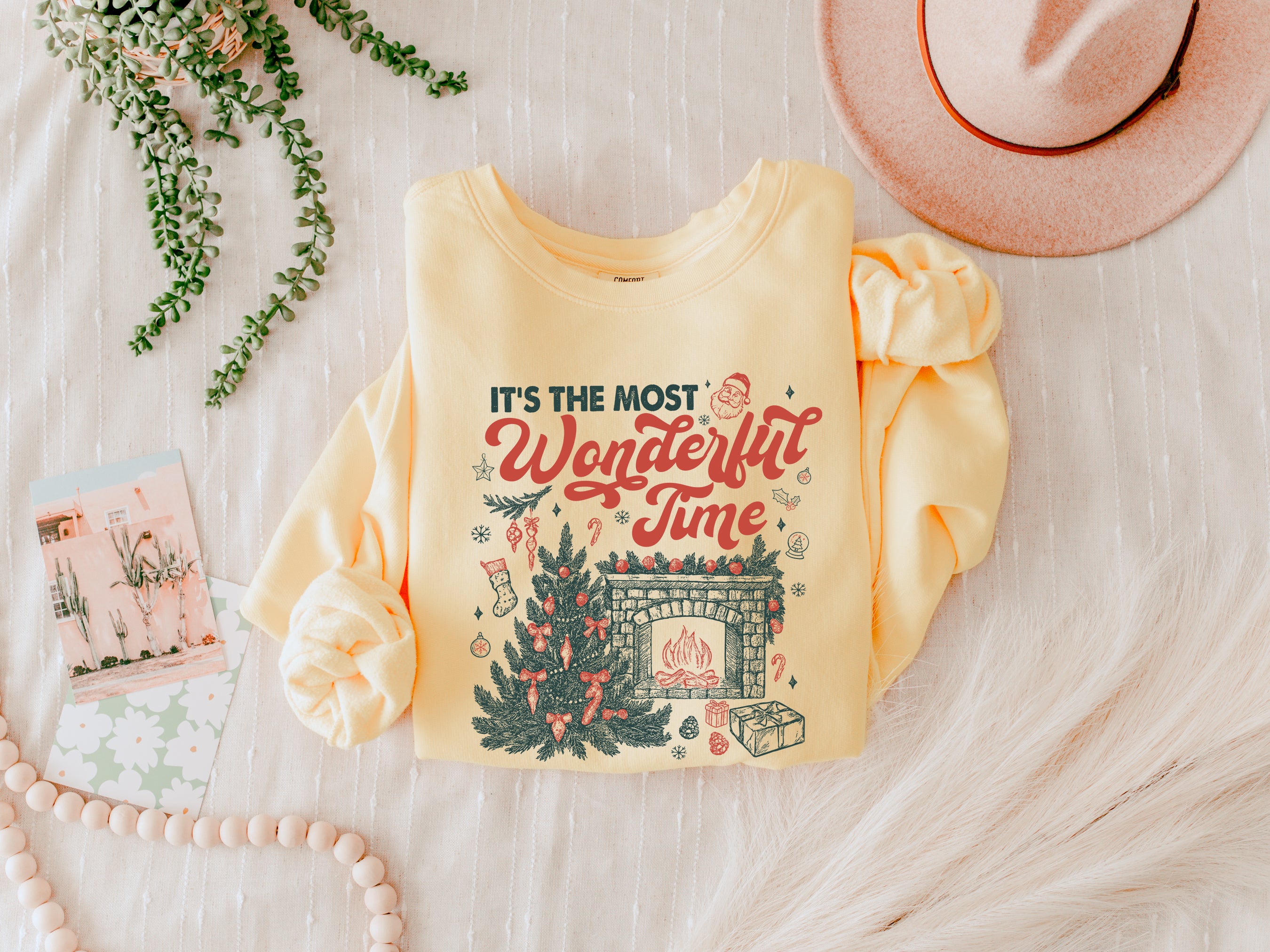 It's The Most Wonderful Time Christmas Holiday Winter Garment Dyed Comfort Colors Sweatshirt