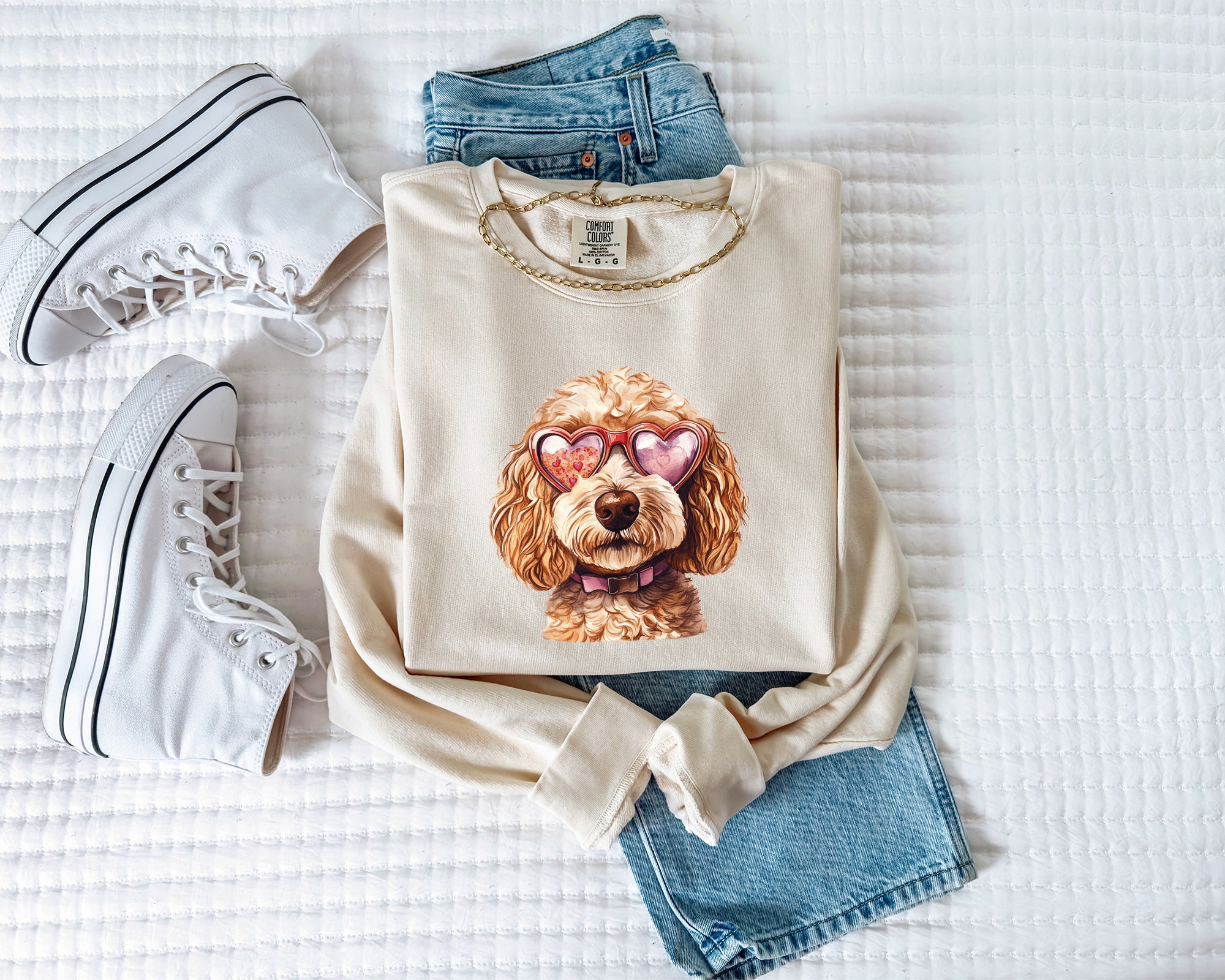 Doodle Dog Mom Garment Dyed Comfort Colors Sweatshirt (Valentine's Day)