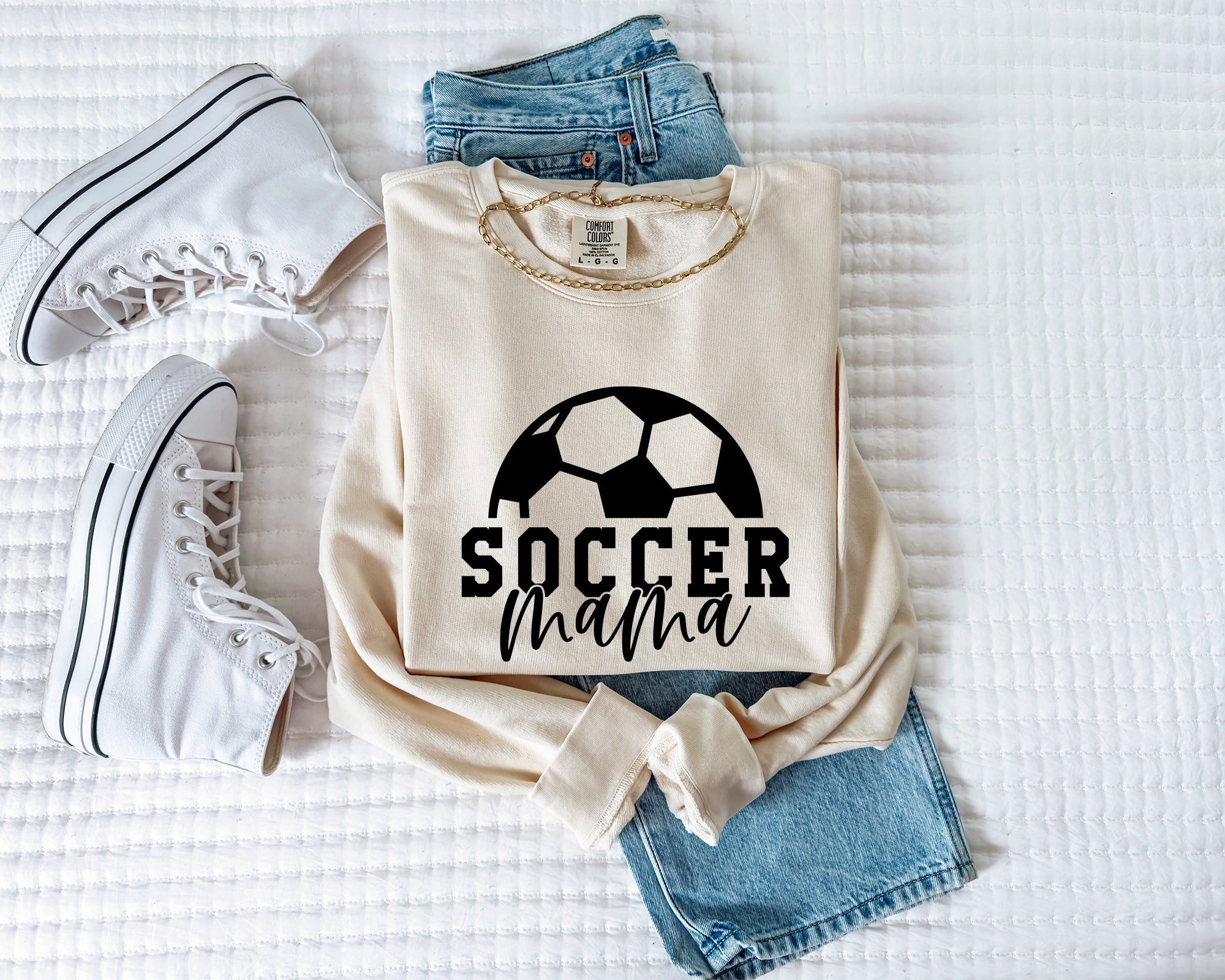 Soccer Mama Sports Mom Garment Dyed Comfort Colors Sweatshirt