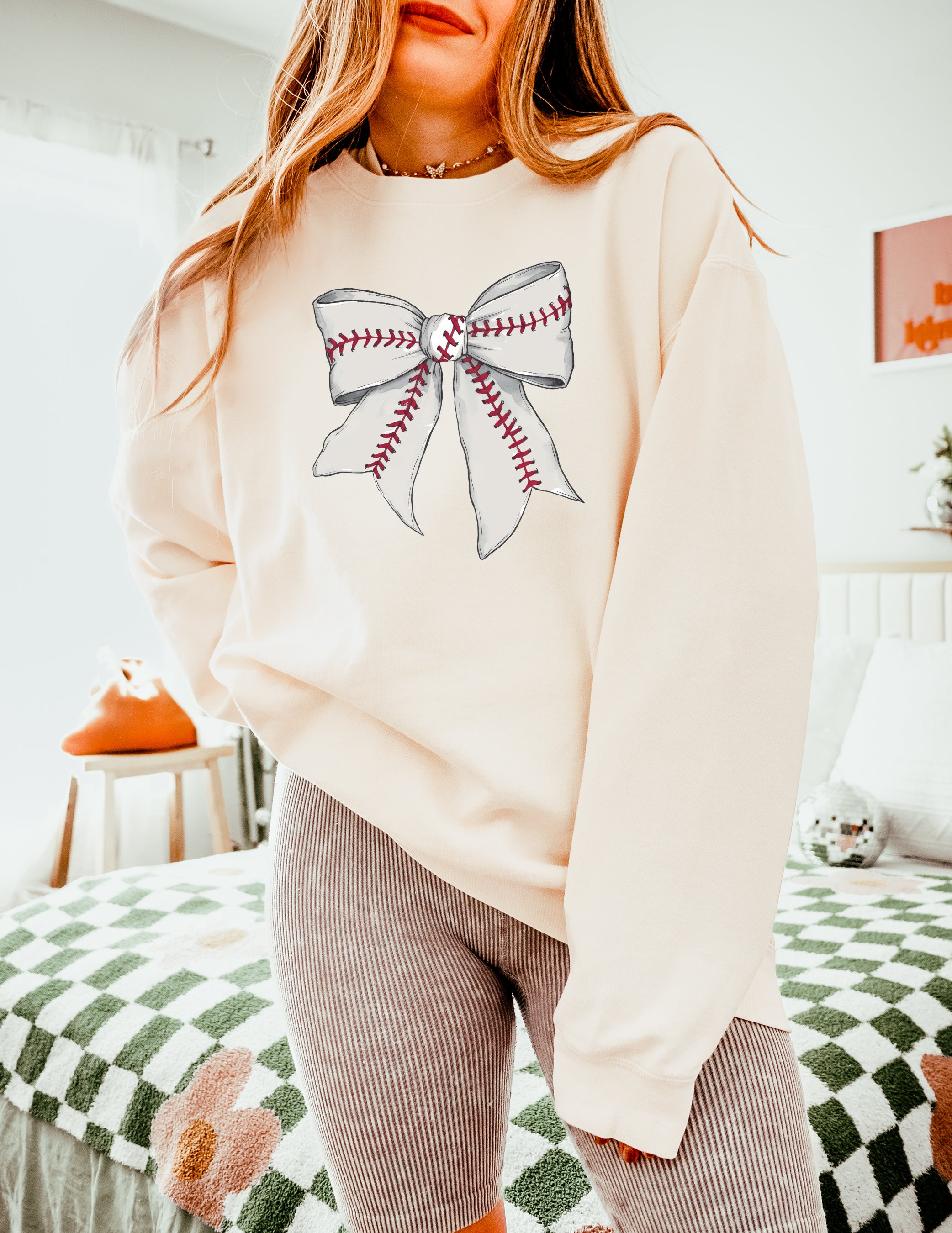 Baseball Mom Baseball Sports Garment Dyed Comfort Colors Sweatshirt (Ribbon)