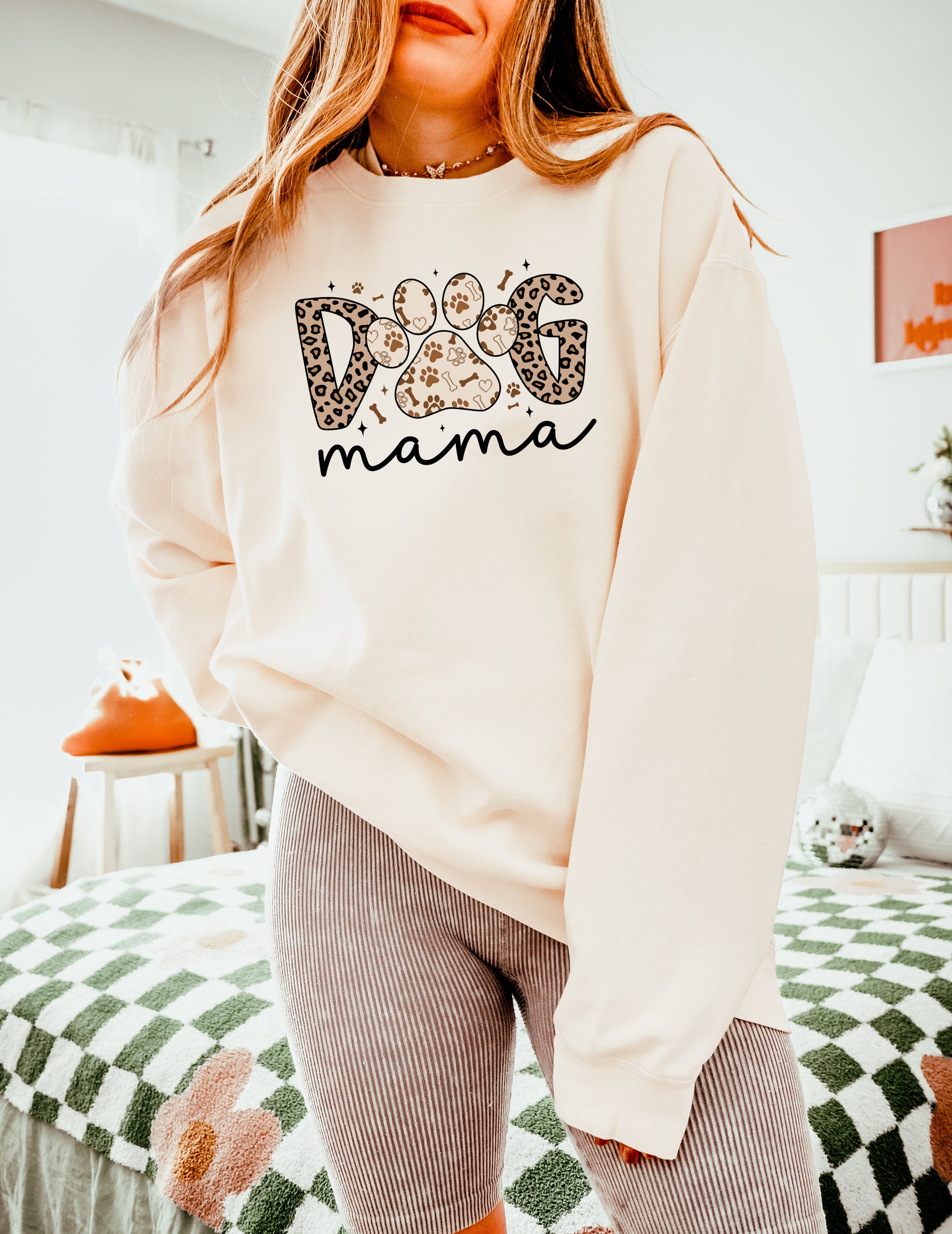 Dog mom Fall Garment Dyed Comfort Colors Sweatshirt (Leopard)