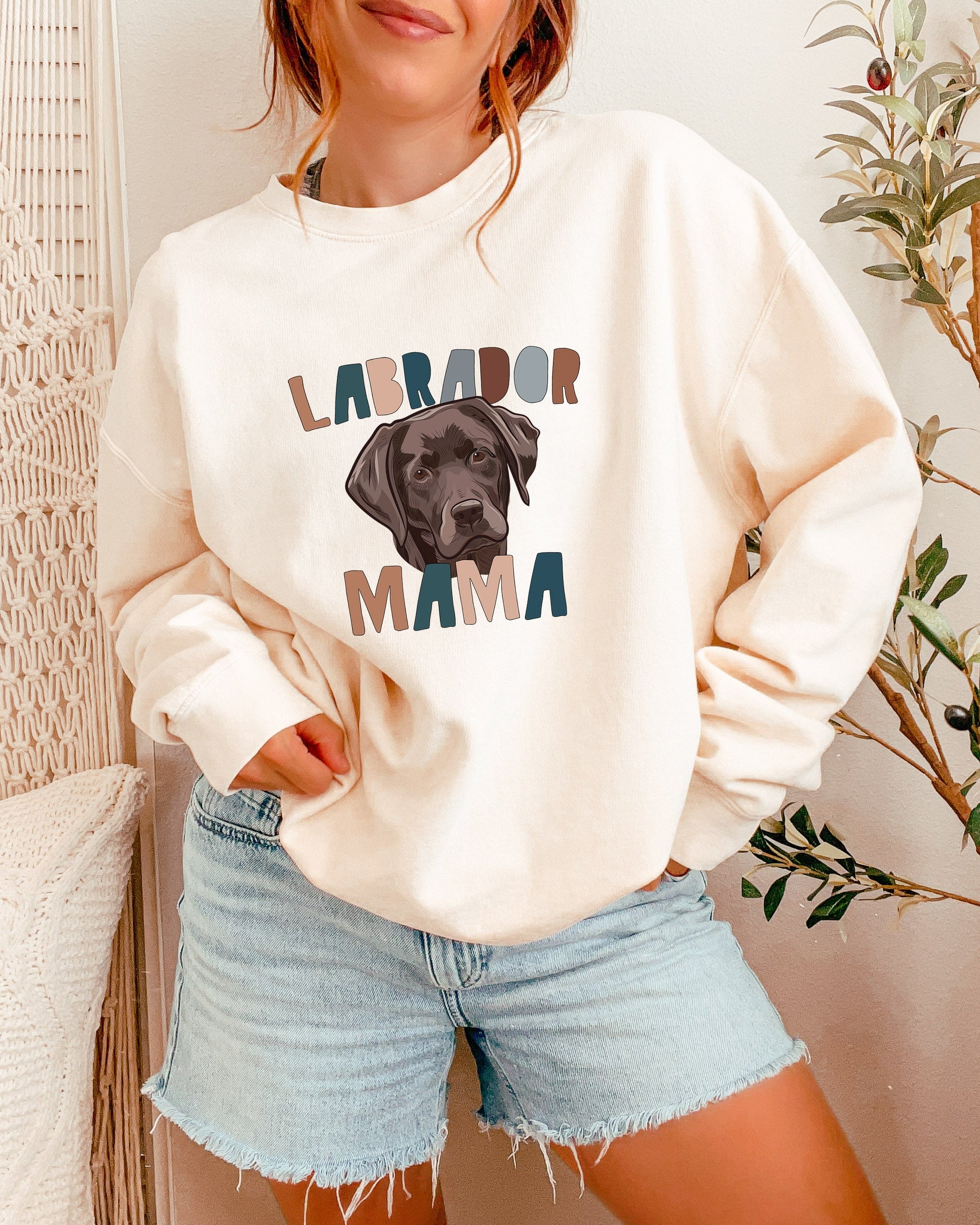 Chocolate Labrador Retriever Dog Mom Garment Dyed Comfort Colors Sweatshirt (Color)