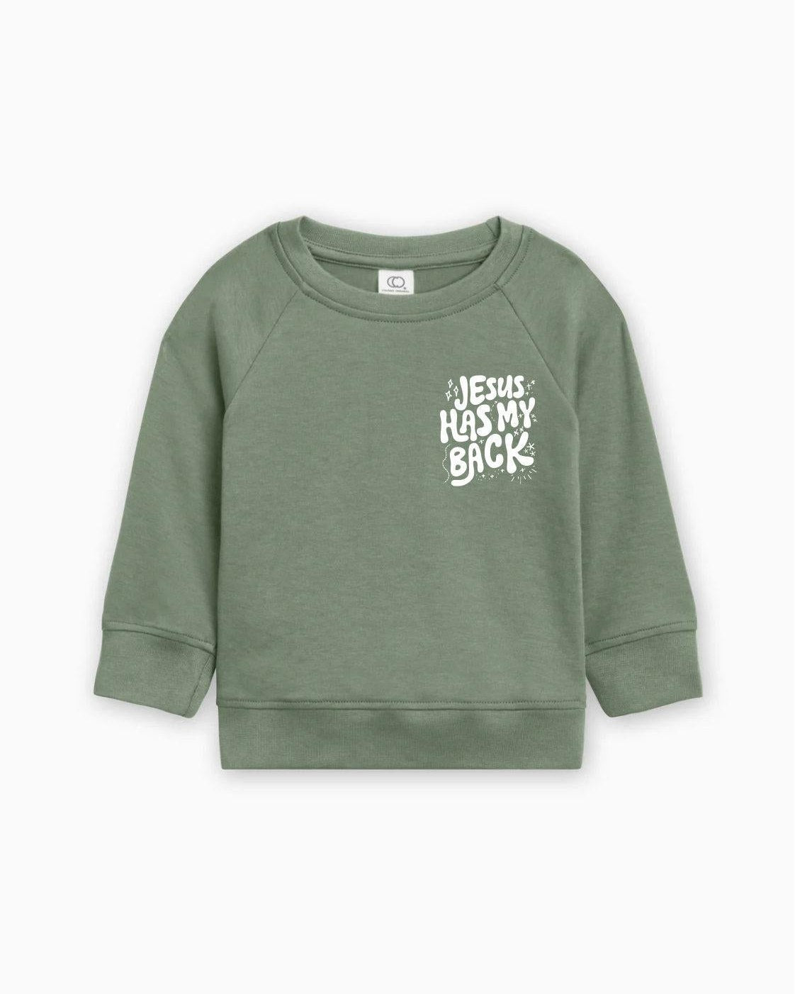 Jesus has my back Christian Organic Cotton Toddler Kids Pullover