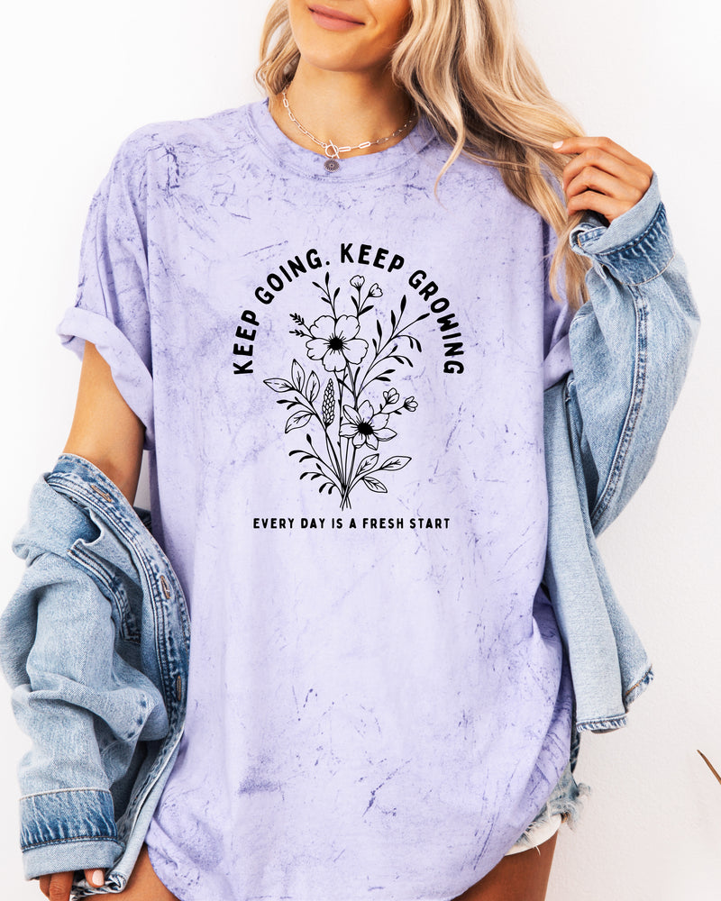 Keep growing Inspirational Christian Botanical Plant Nature Garment Dyed T Shirt