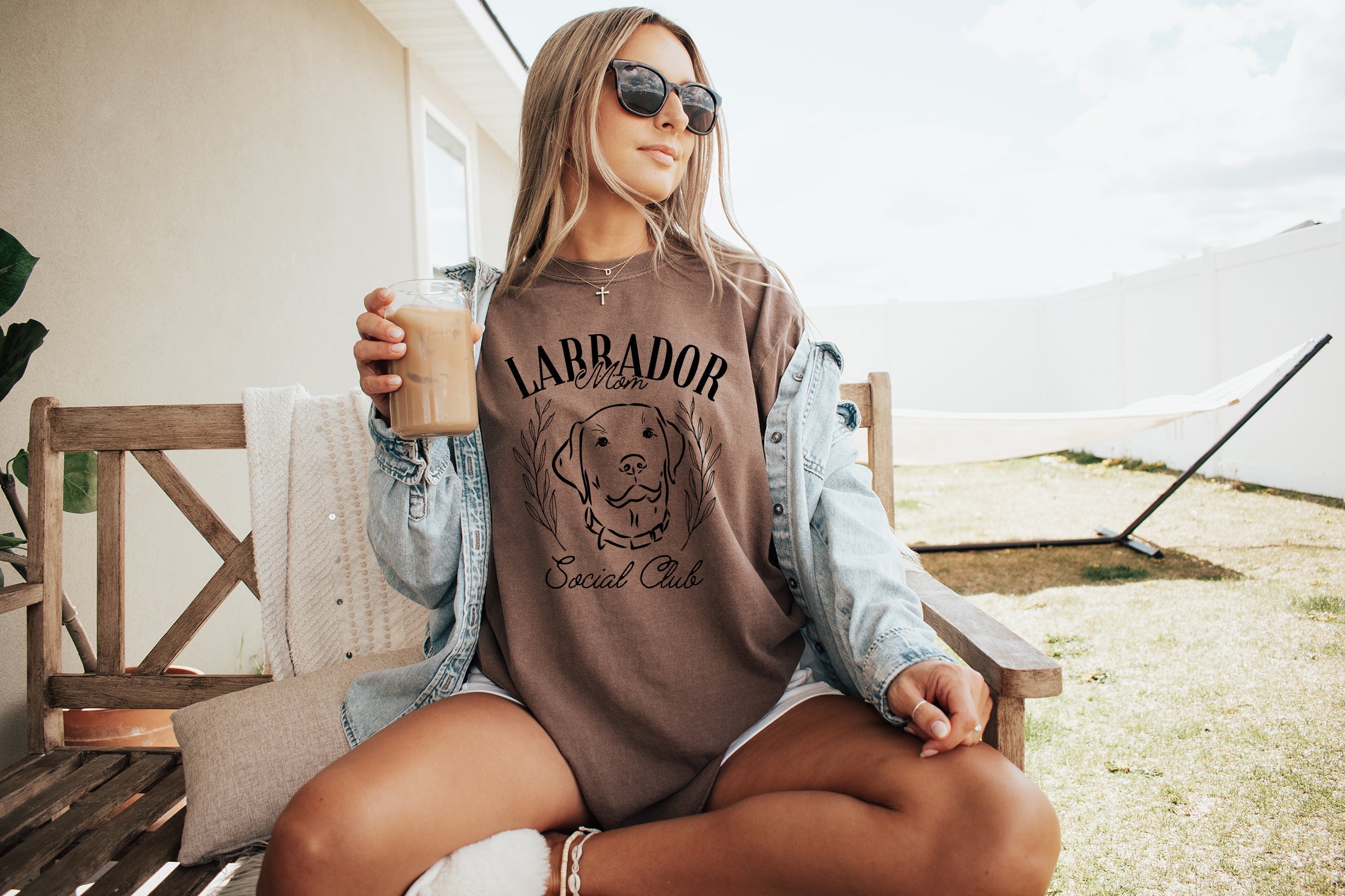 Labrador Mom Social Club Dog Mom Garment dyed T Shirt