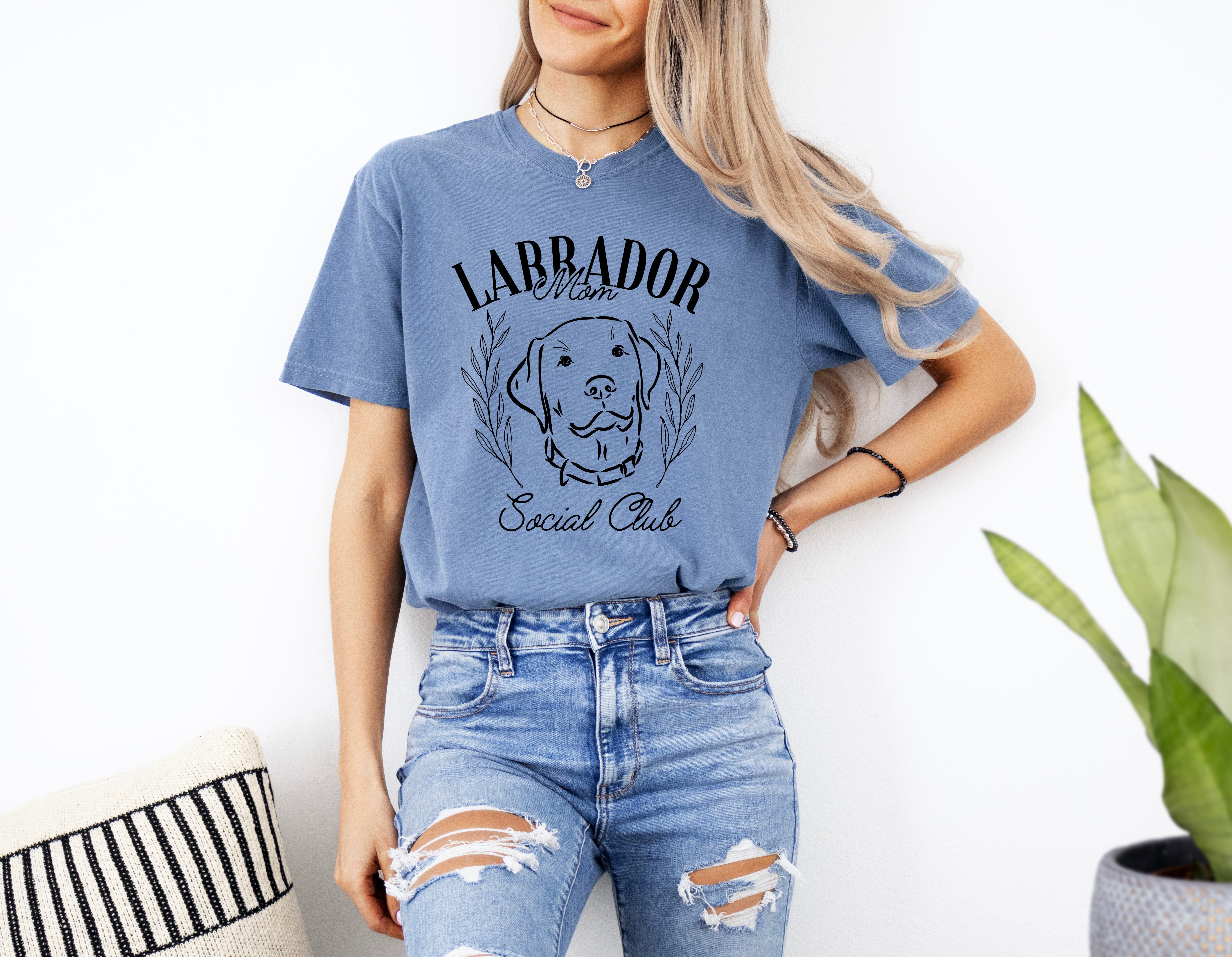 Labrador Mom Social Club Dog Mom Garment dyed T Shirt