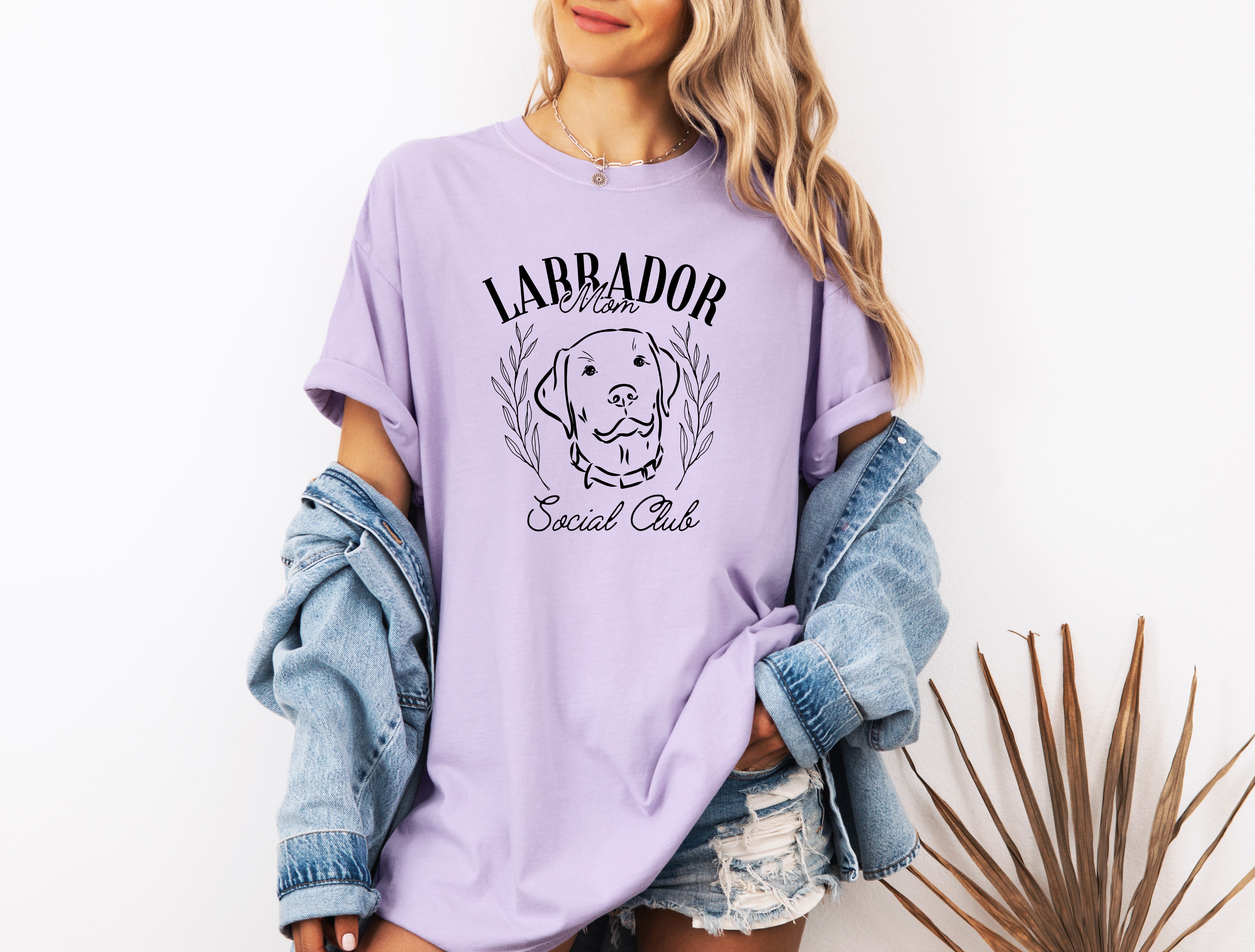 Labrador Mom Social Club Dog Mom Garment dyed T Shirt