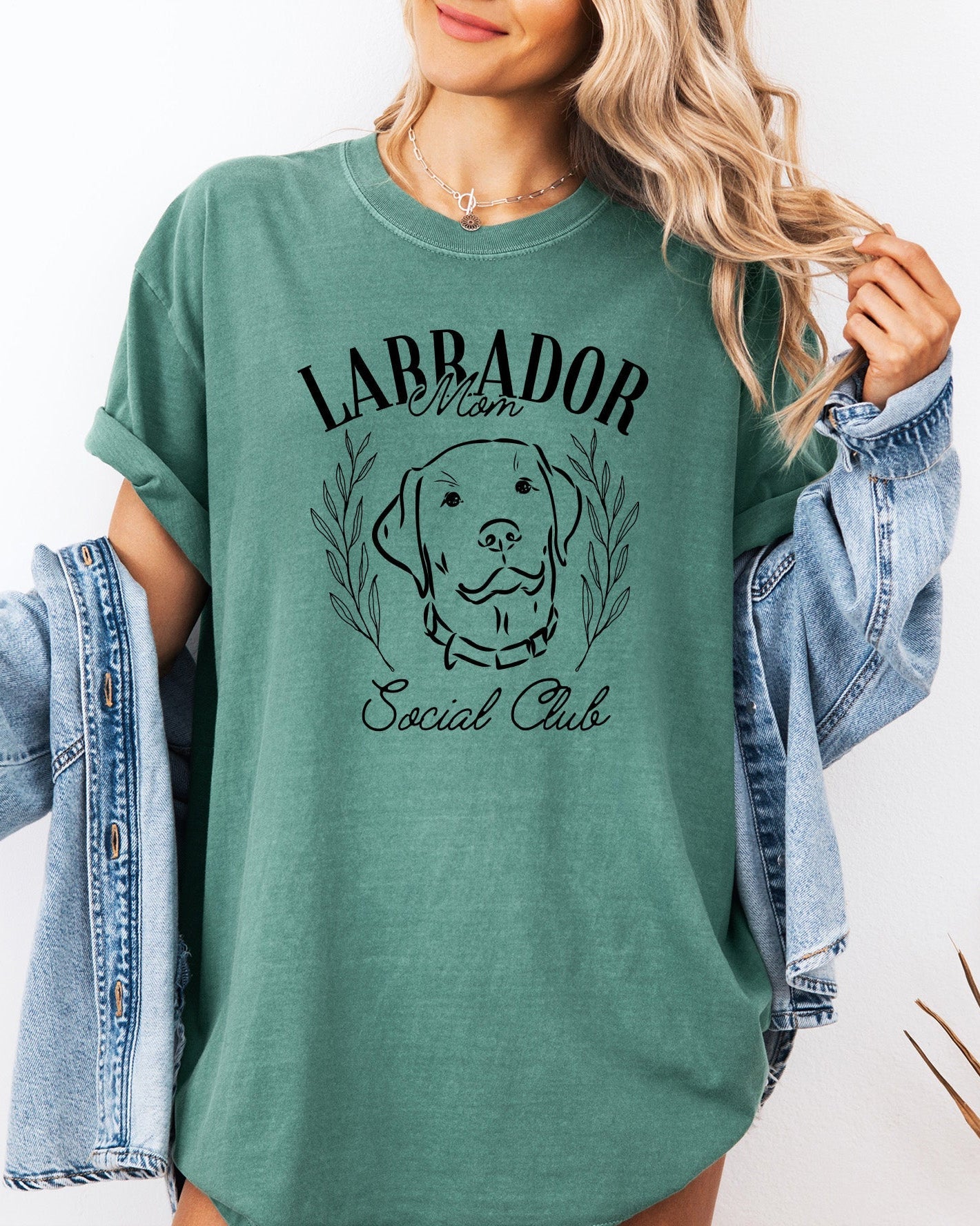 Labrador Mom Social Club Retriever Dog Mom Garment dyed T Shirt
