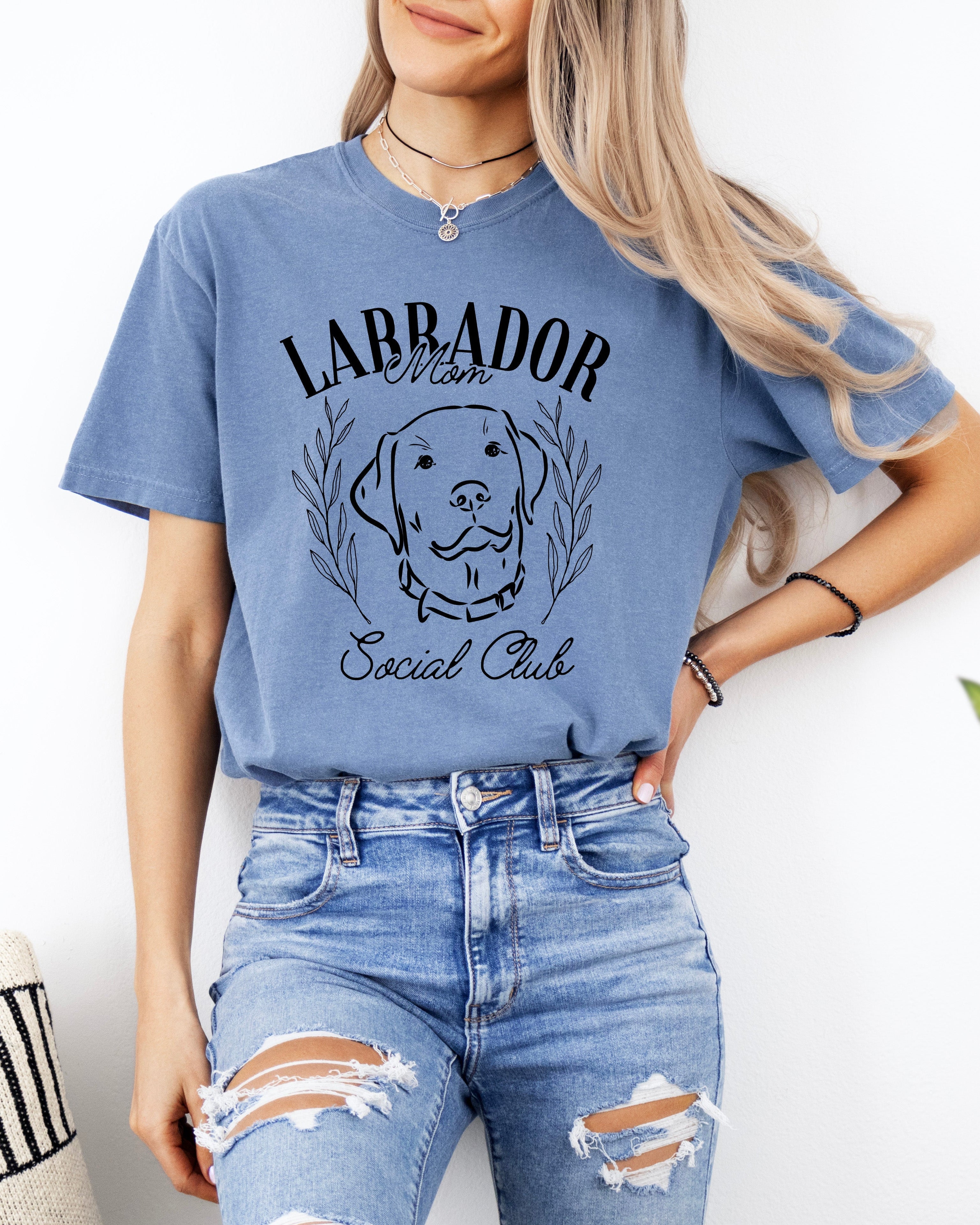 Labrador Mom Social Club Retriever Dog Mom Garment dyed T Shirt