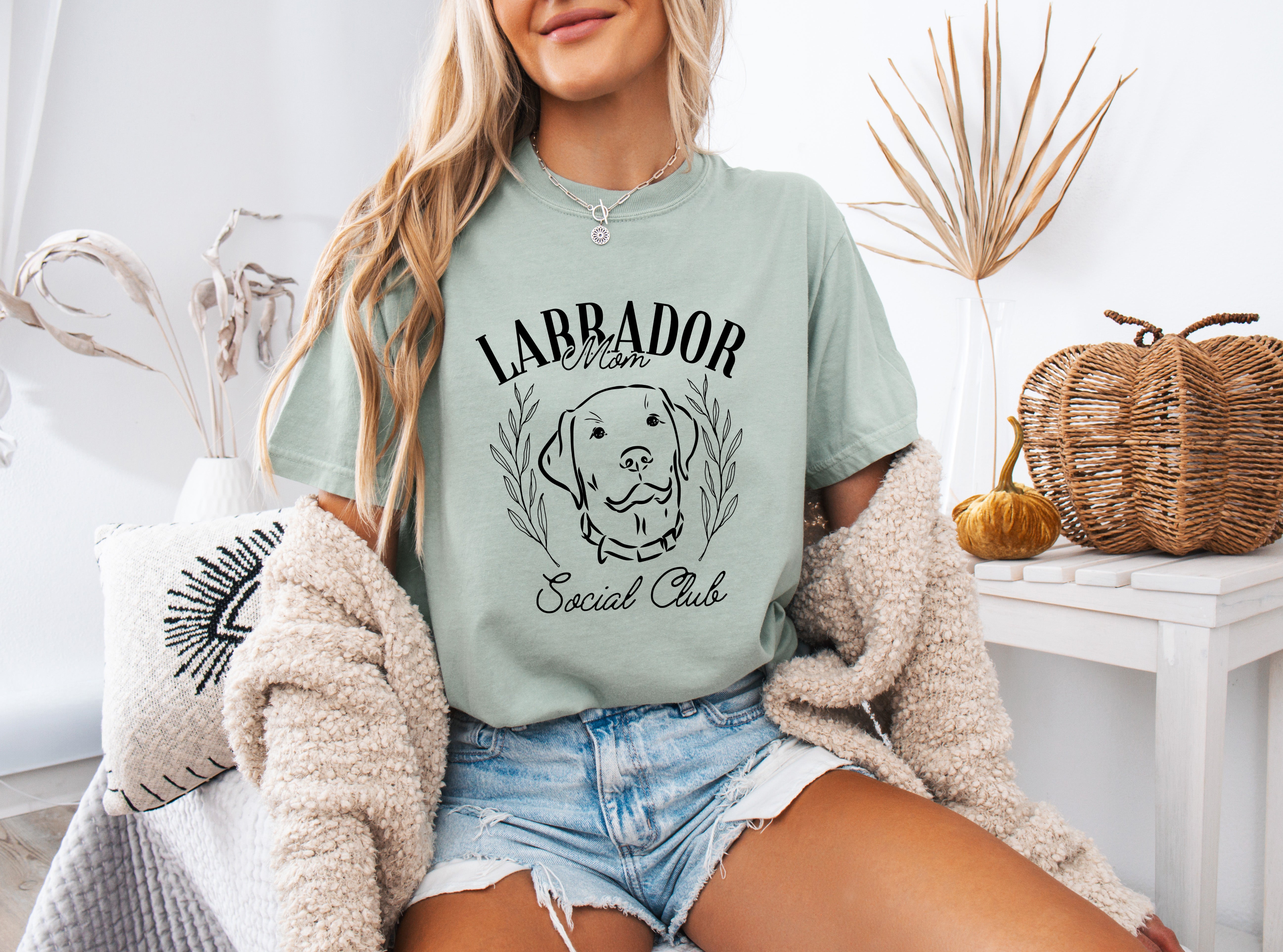 Labrador Mom Social Club Retriever Dog Mom Garment dyed T Shirt