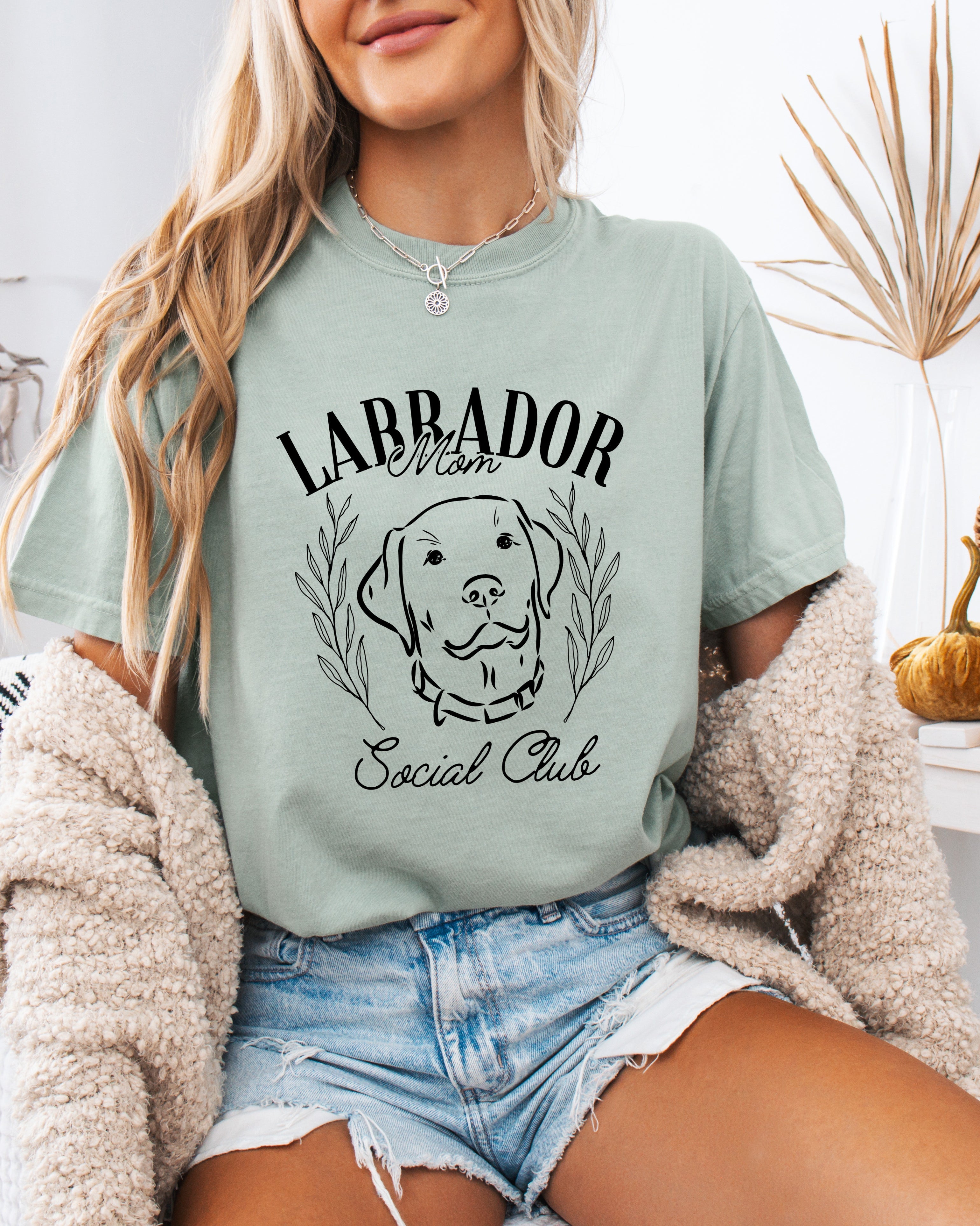 Labrador Mom Social Club Retriever Dog Mom Garment dyed T Shirt