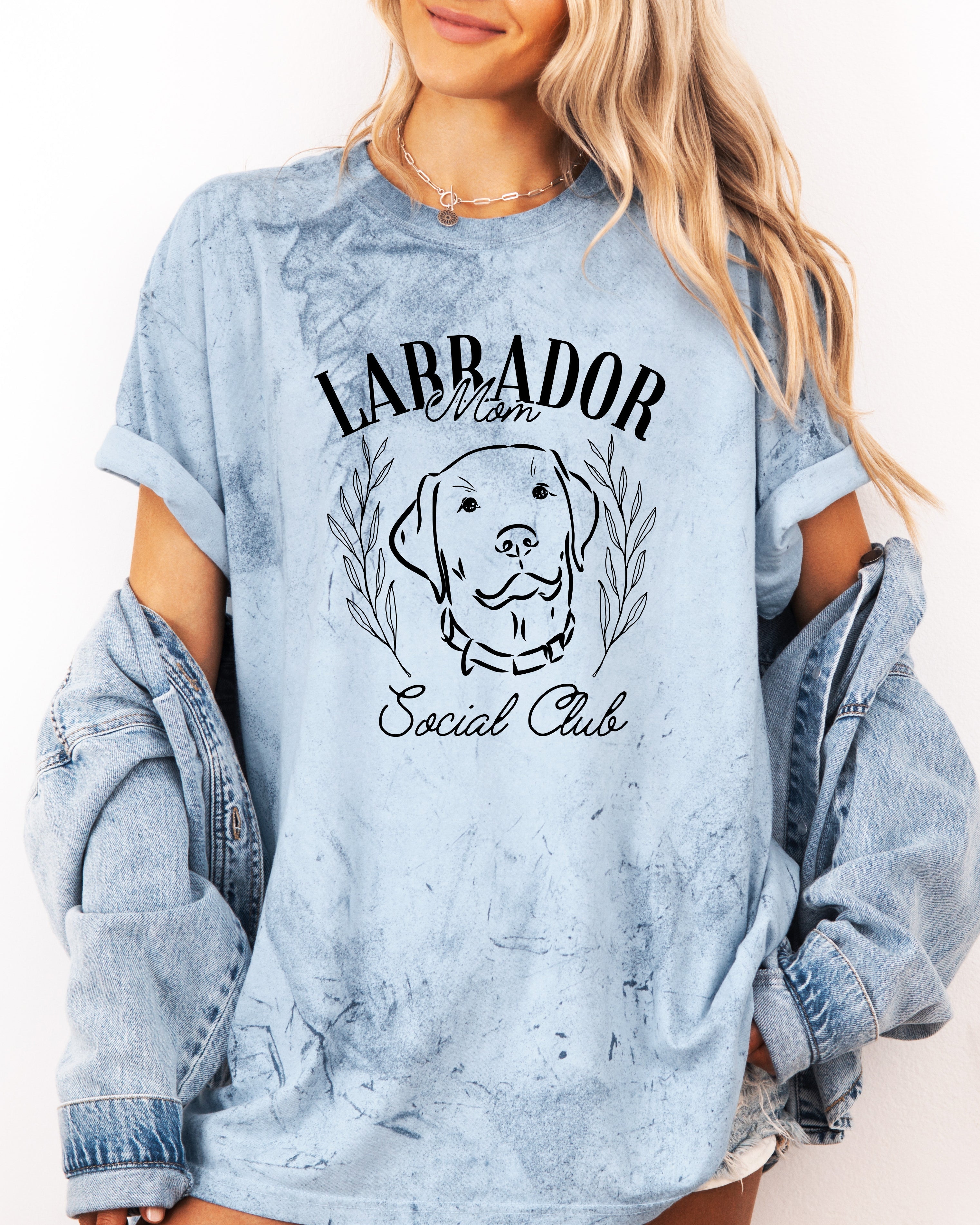 Labrador Mom Social Club Retriever Dog Mom Garment dyed T Shirt