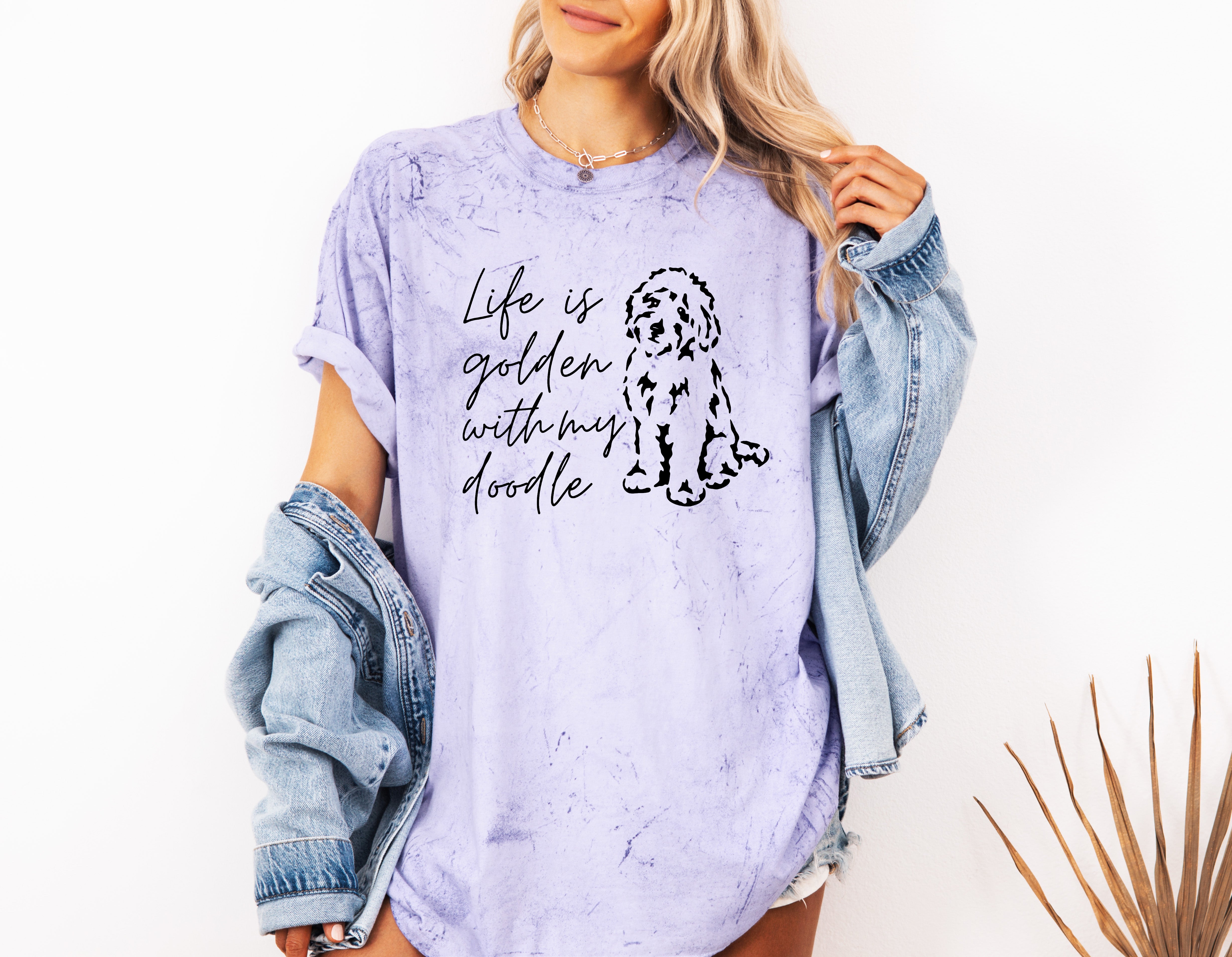 Life Is Golden With My Doodle Dog mom Garment Dyed T Shirt