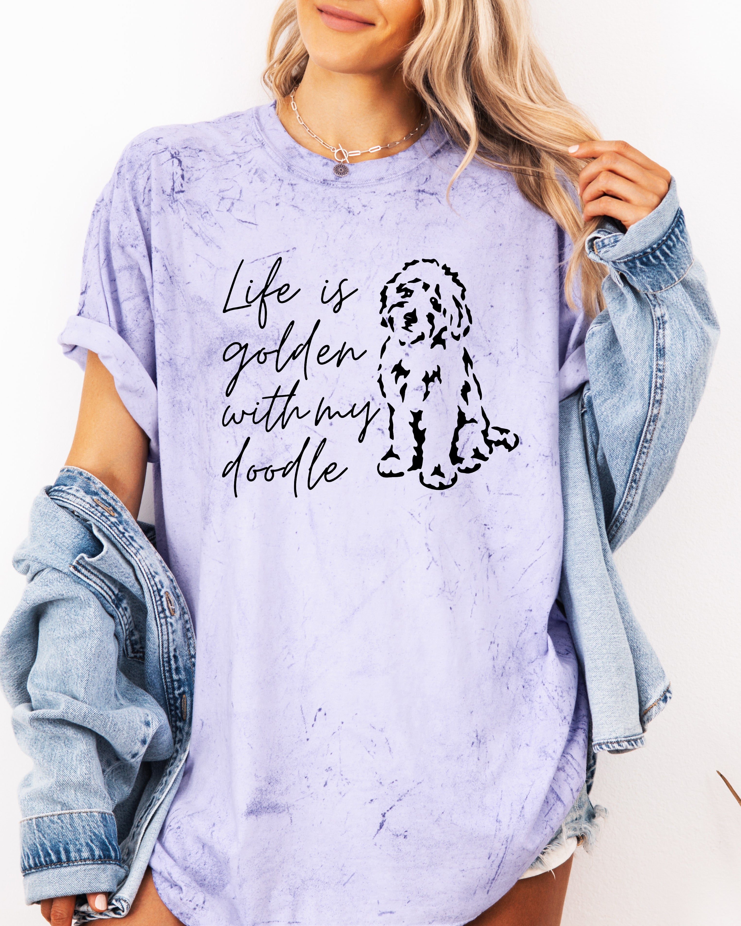 Life Is Golden With My Doodle Dog mom Garment Dyed T Shirt